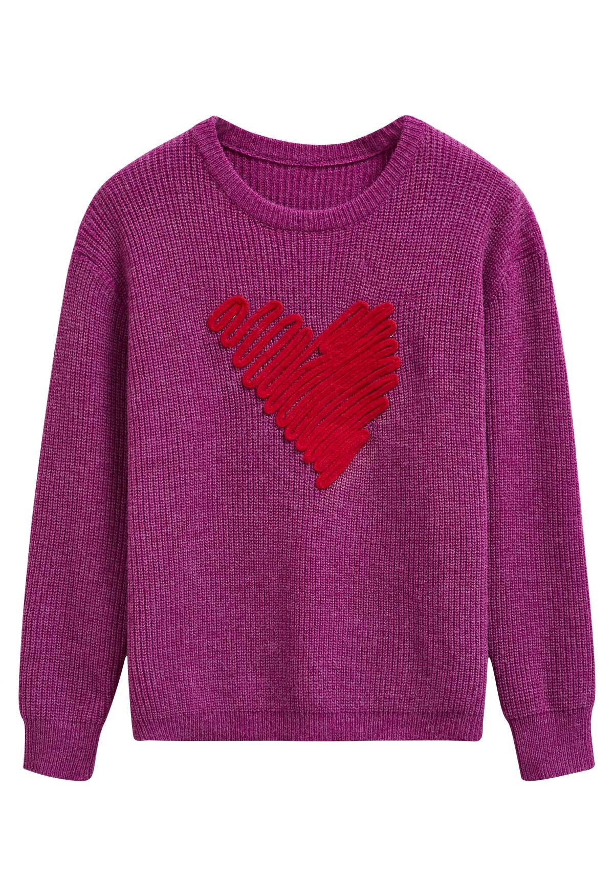 Pull en tricot à motif de cœur Doodle