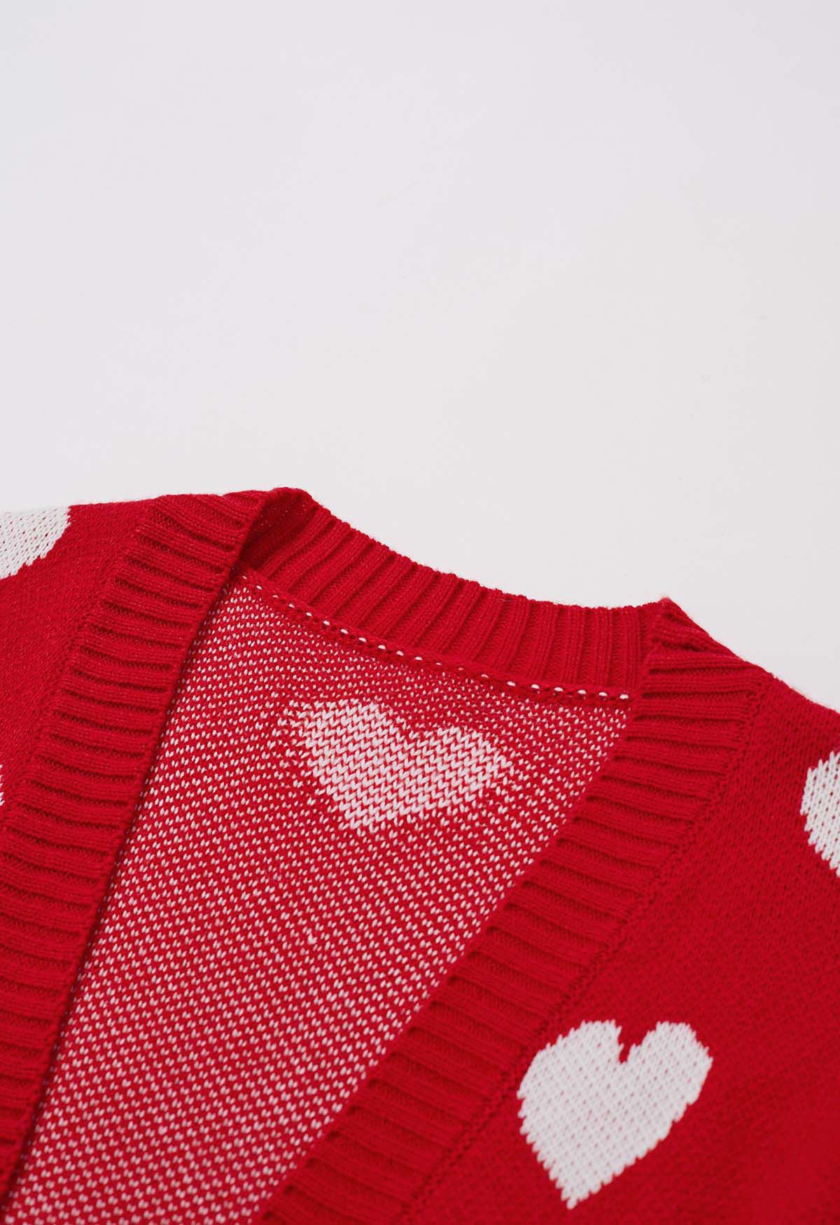 Love Embrace - Cardigan en maille ouvert sur le devant en rouge