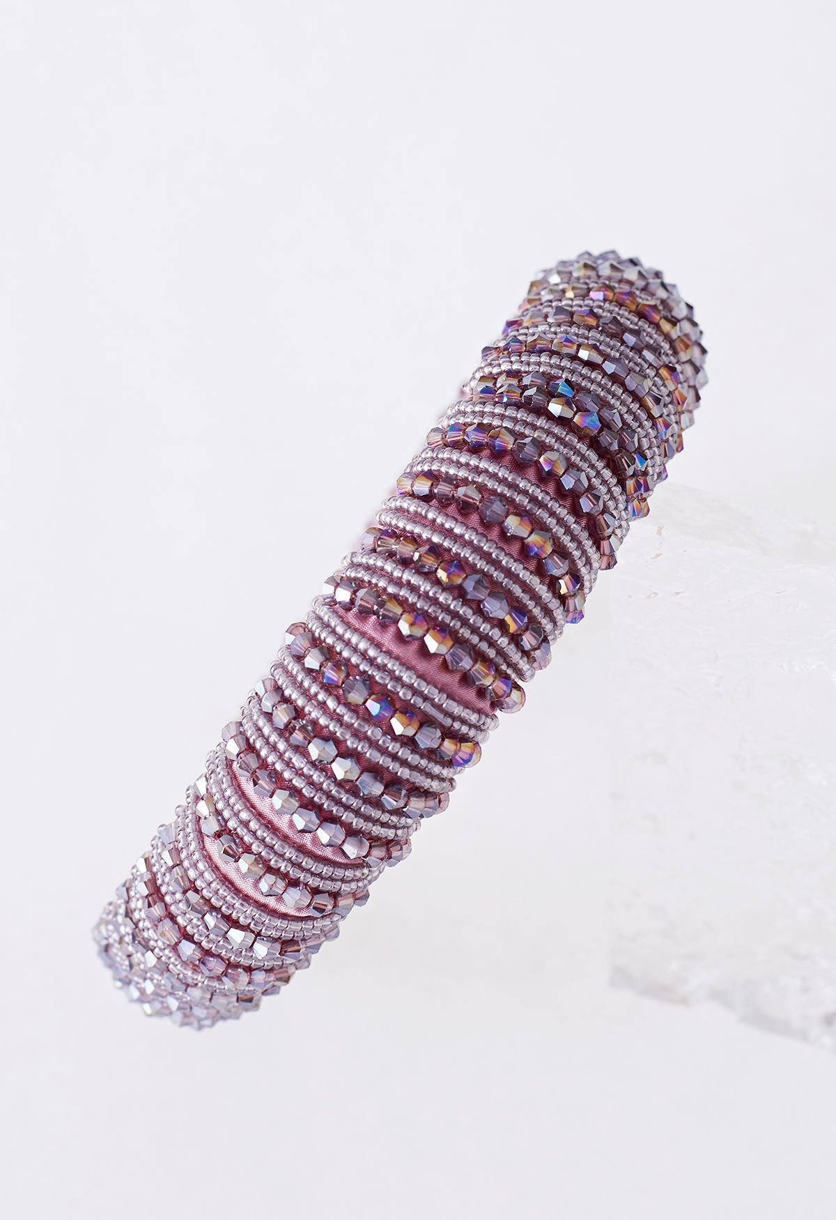 Bandeau en cristal avec strass complet en lilas