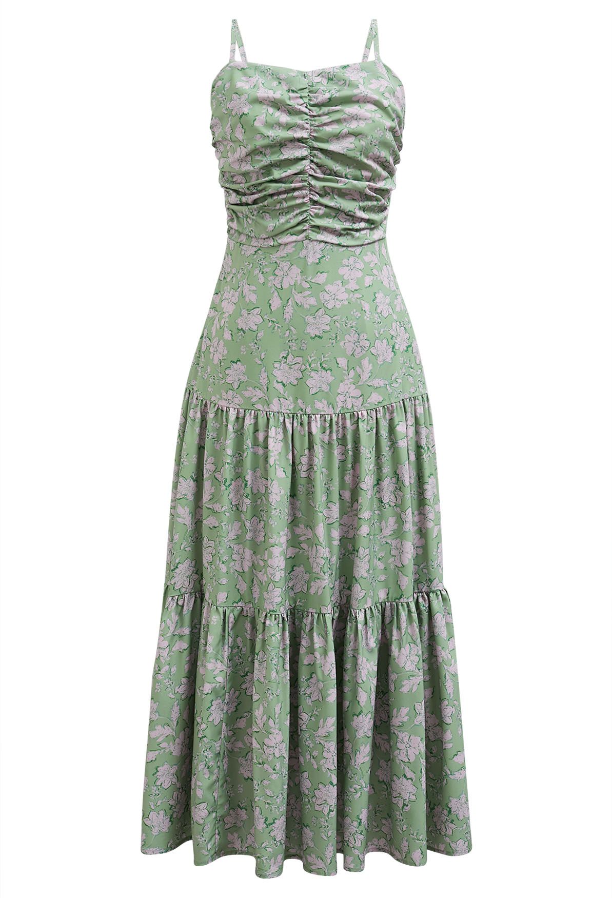 Robe caraco à imprimé floral et nœud papillon au dos en vert