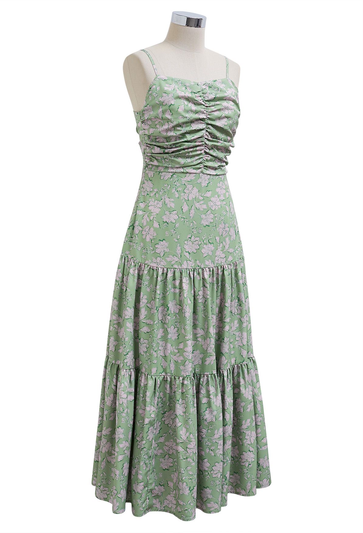 Robe caraco à imprimé floral et nœud papillon au dos en vert