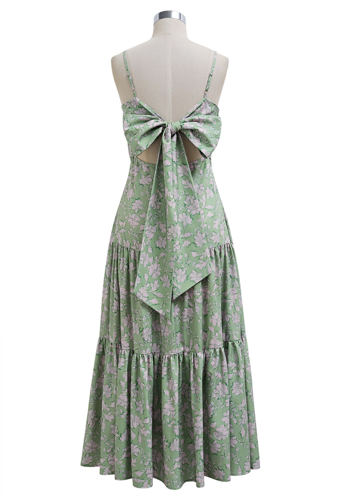 Robe caraco à imprimé floral et nœud papillon au dos en vert