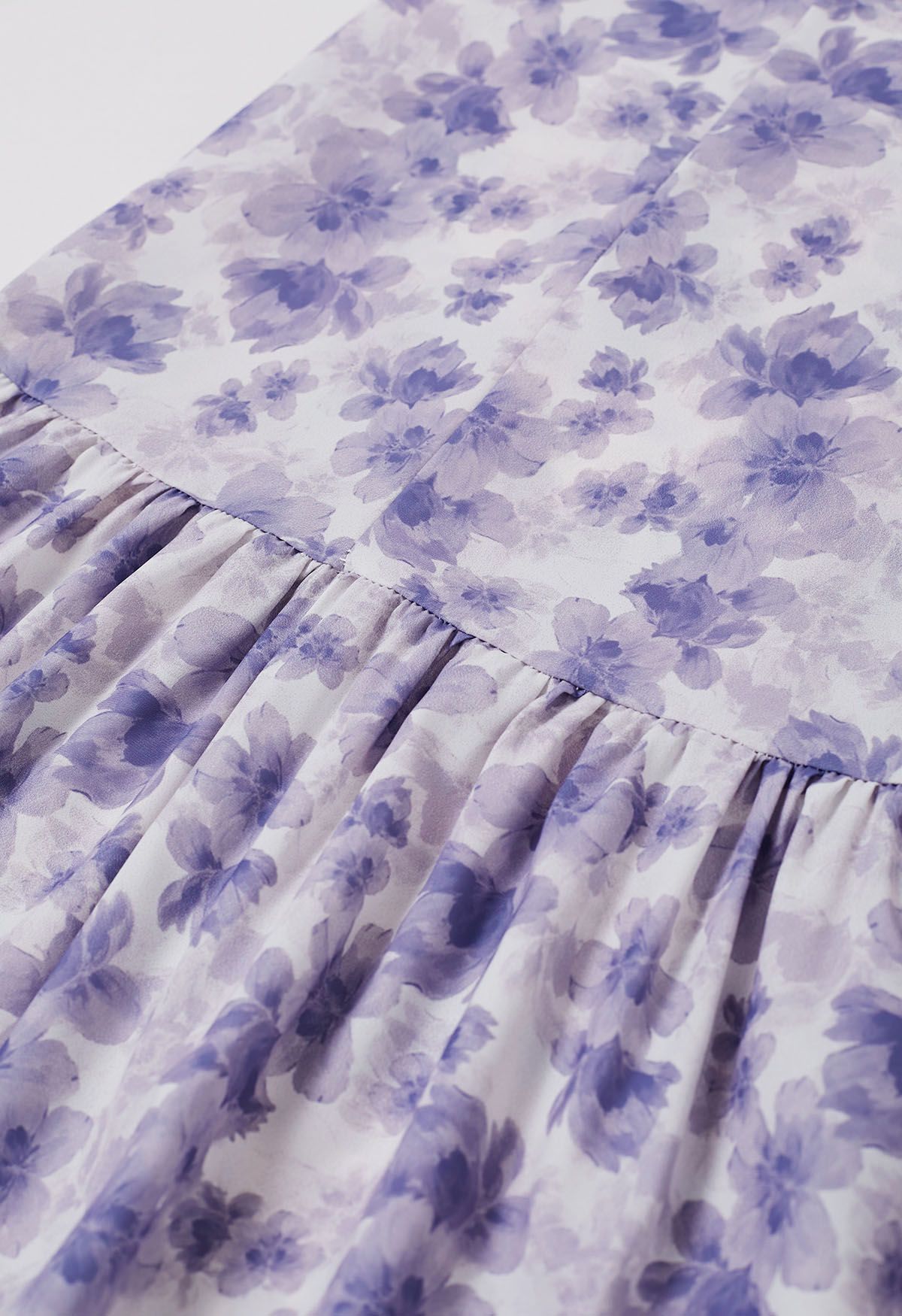 Robe midi fendue florale à épaules nouées en violet