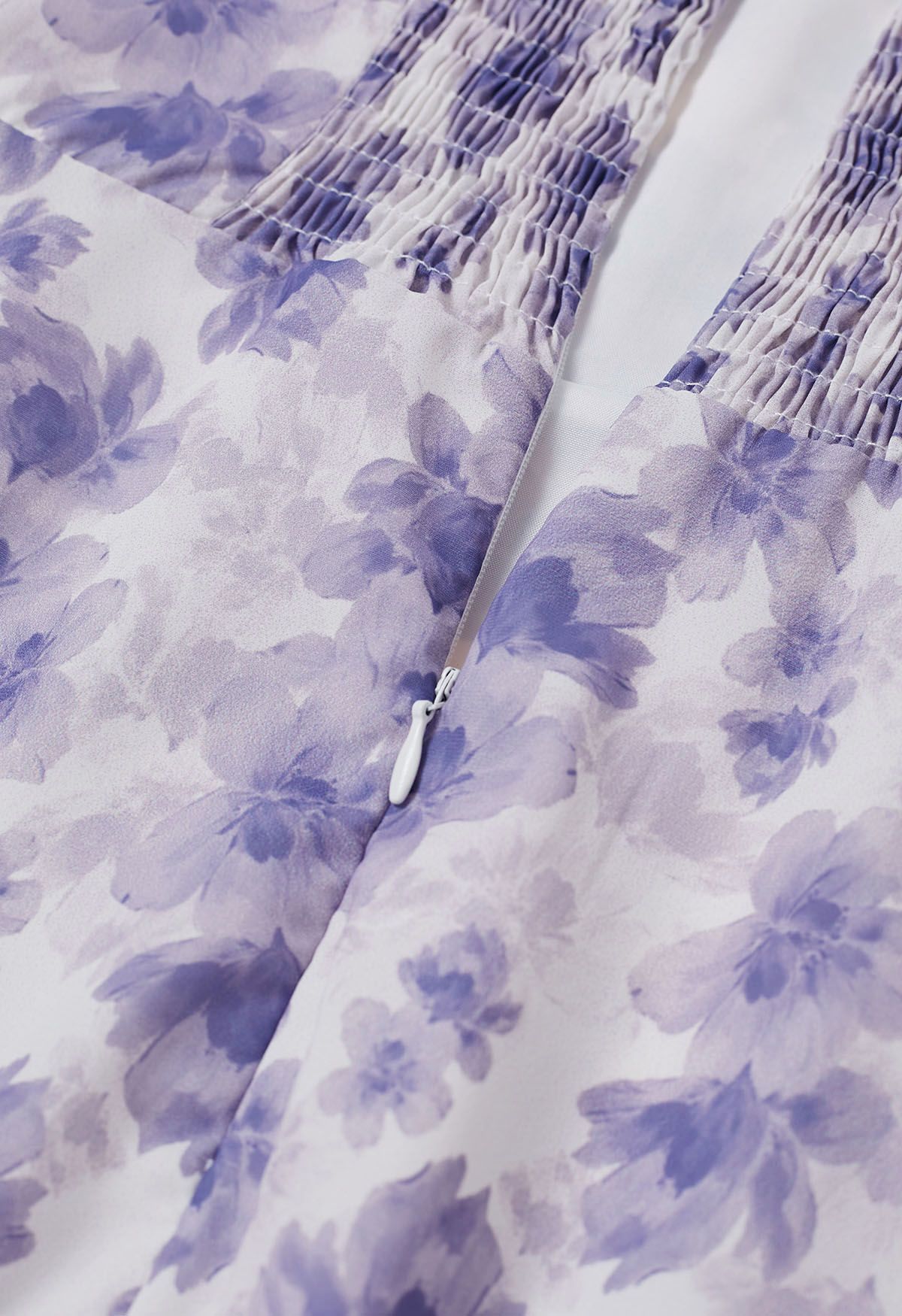 Robe midi fendue florale à épaules nouées en violet