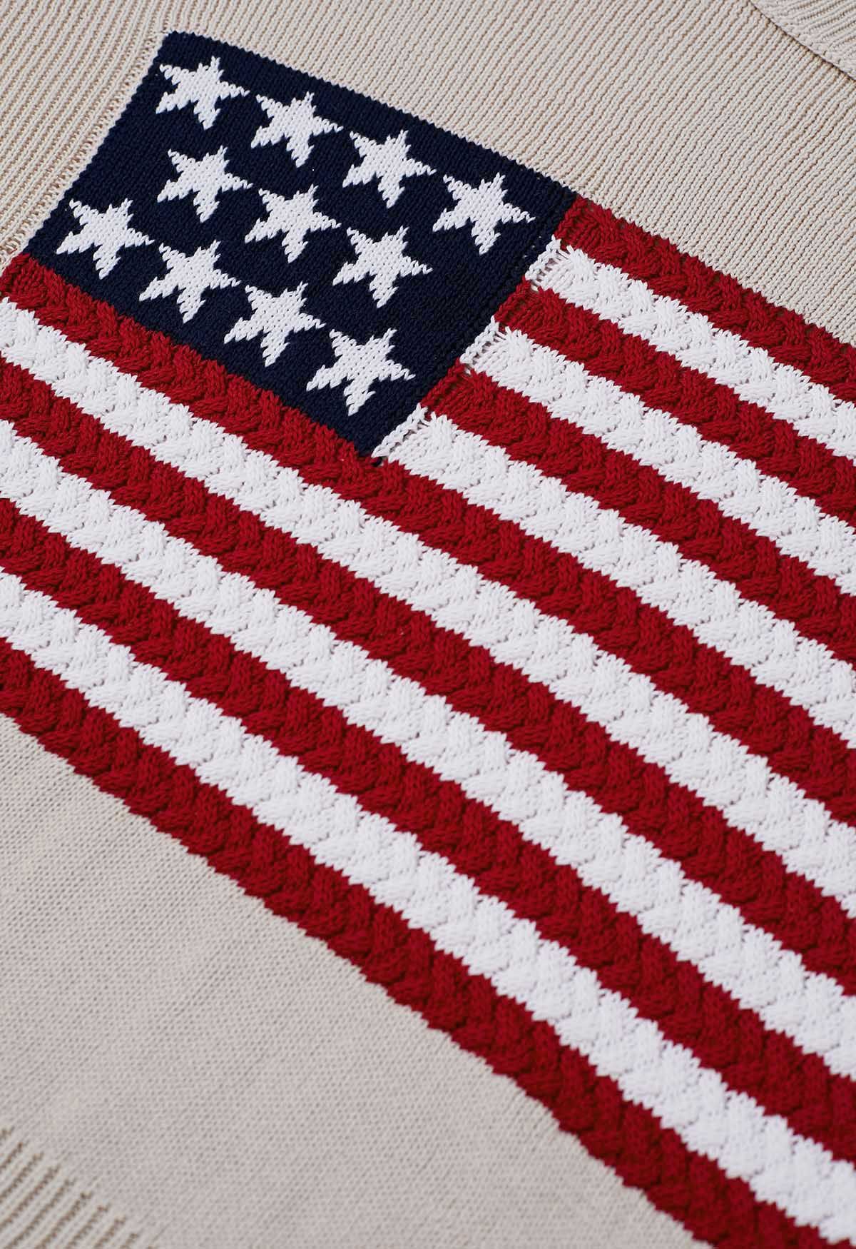 Pull surdimensionné côtelé drapeau américain