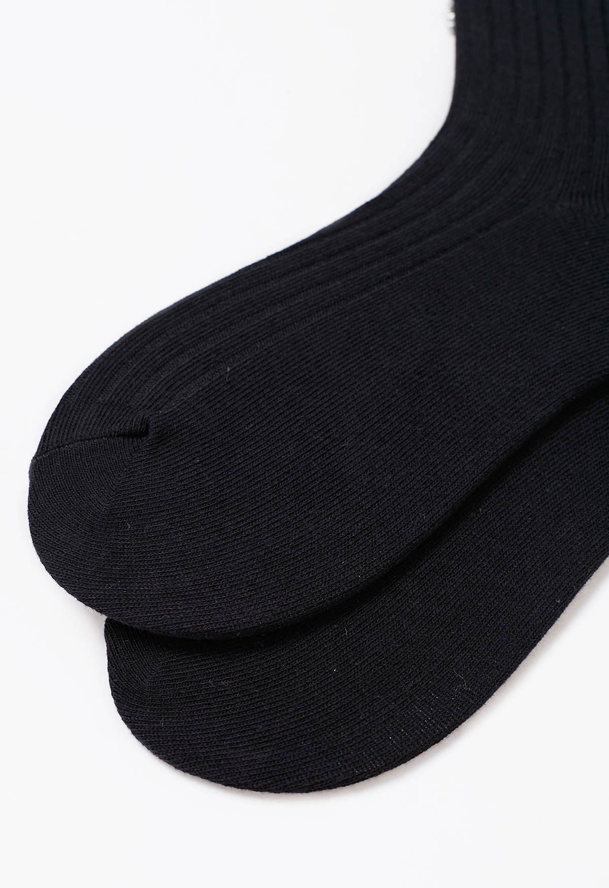 Chaussettes en coton à cœur creux avec strass en noir