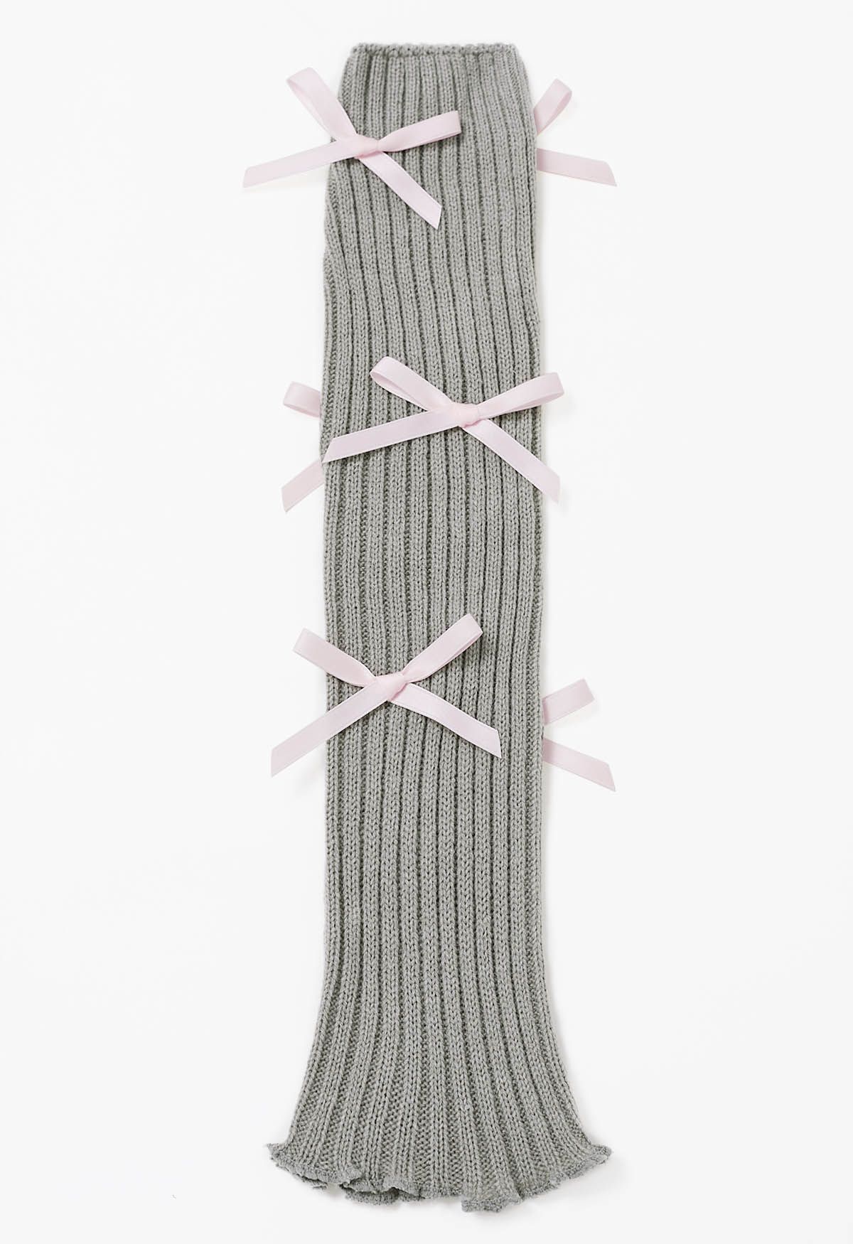 Jambières en tricot à décor de nœud papillon en gris