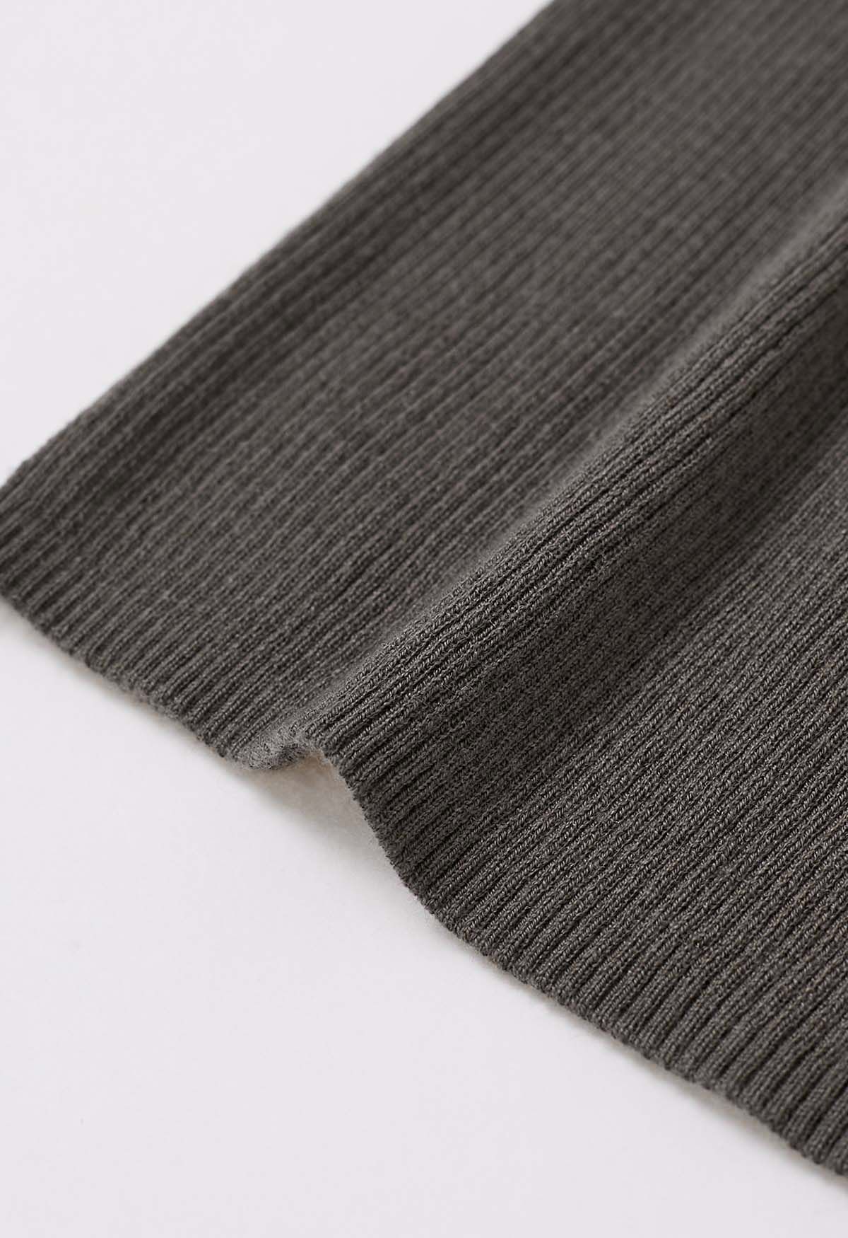 Haut en tricot à encolure color block en fumée