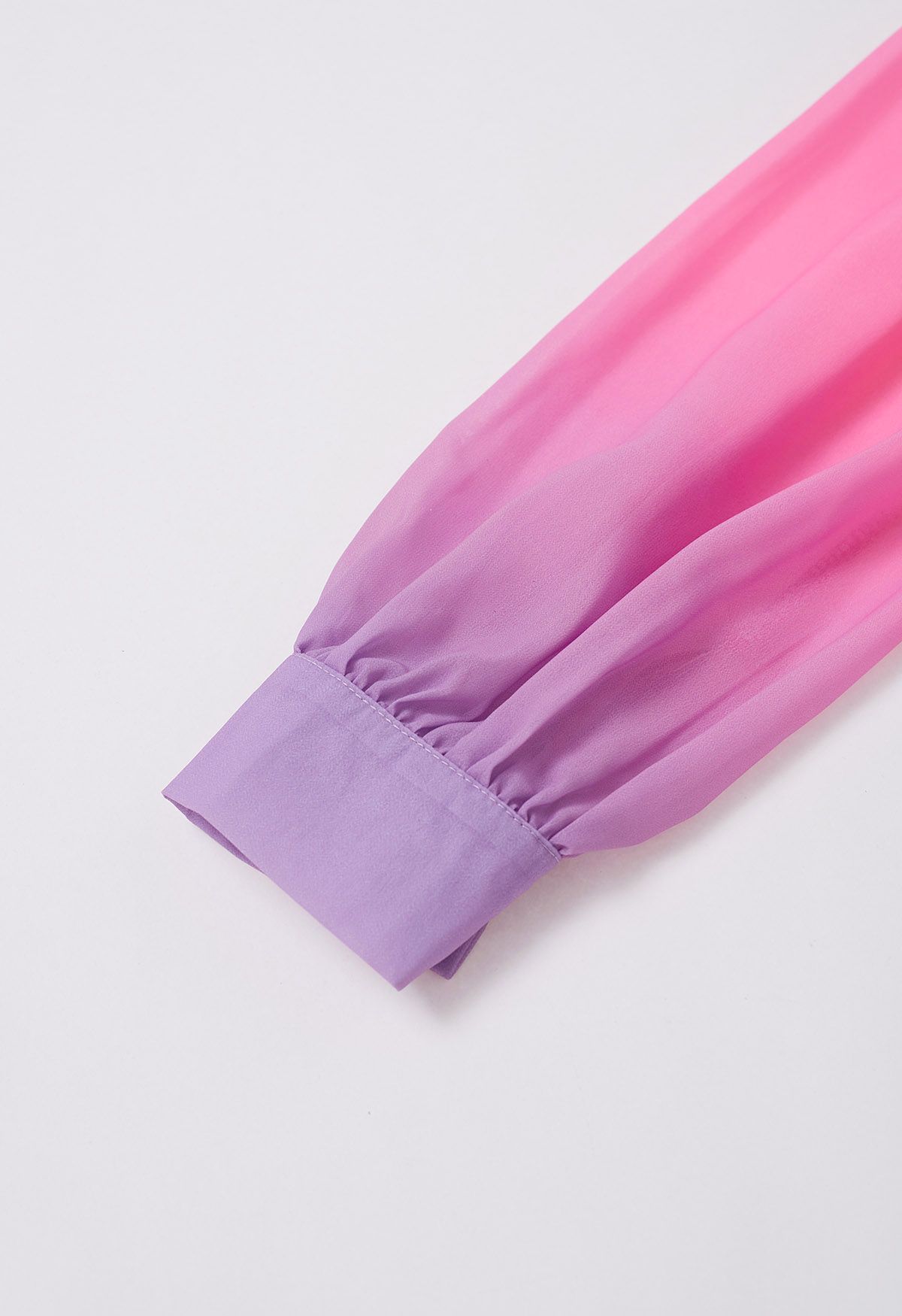 Pink-Purple Ombre Pleated Belt Chiffon Maxi Dress