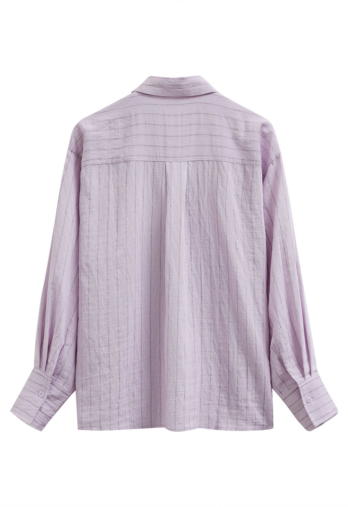 Chemise rayée à col et poches plaquées en lilas