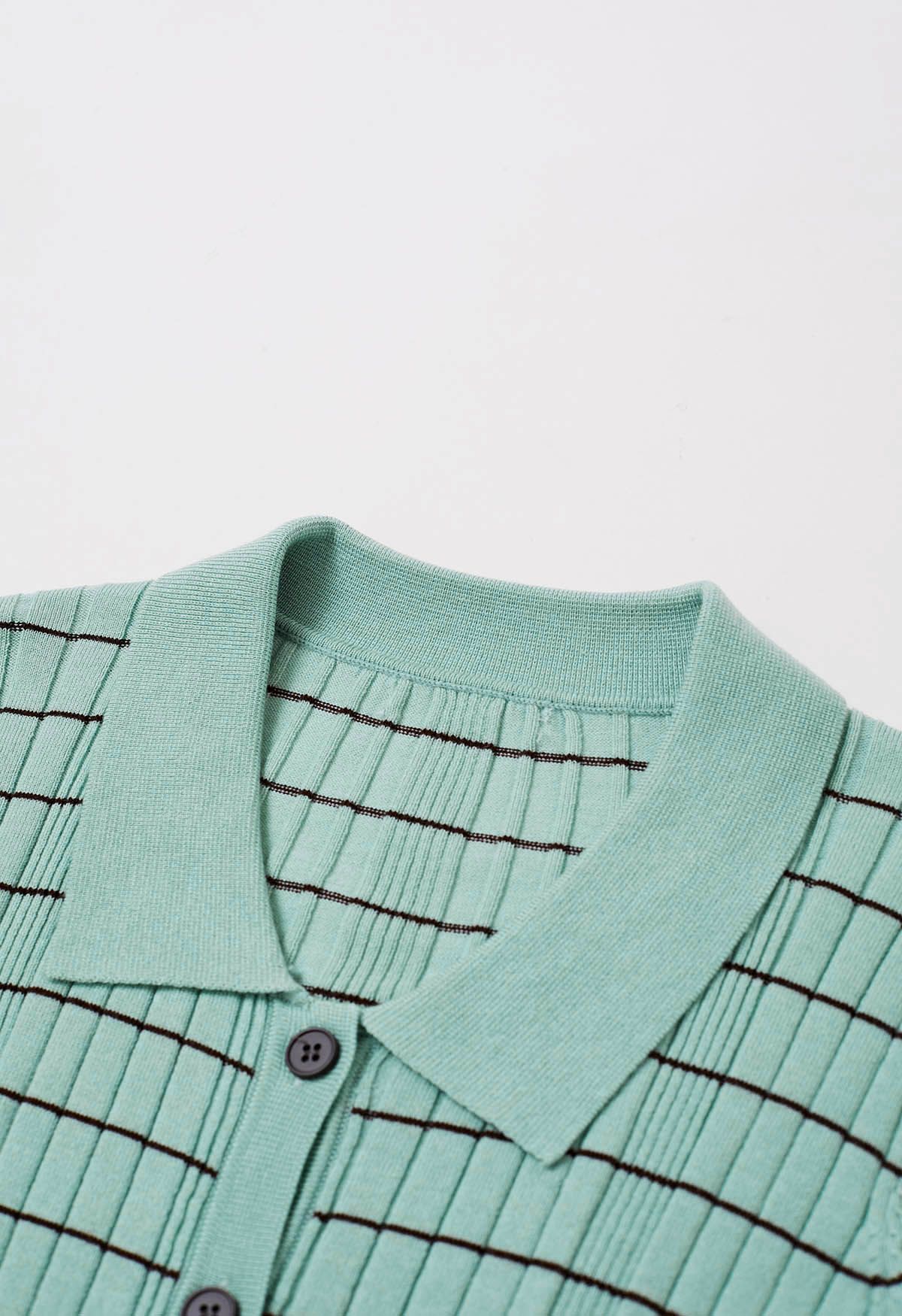 Cardigan en tricot rayé à col rabattu en vert