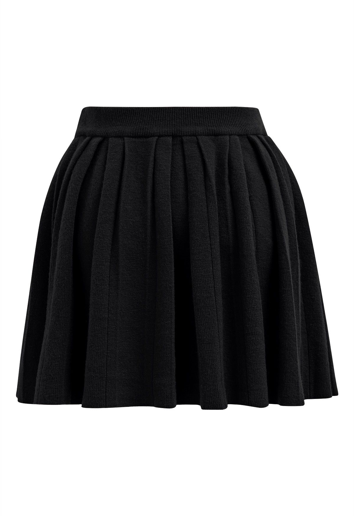 Mini-jupe plissée à taille élastique en noir