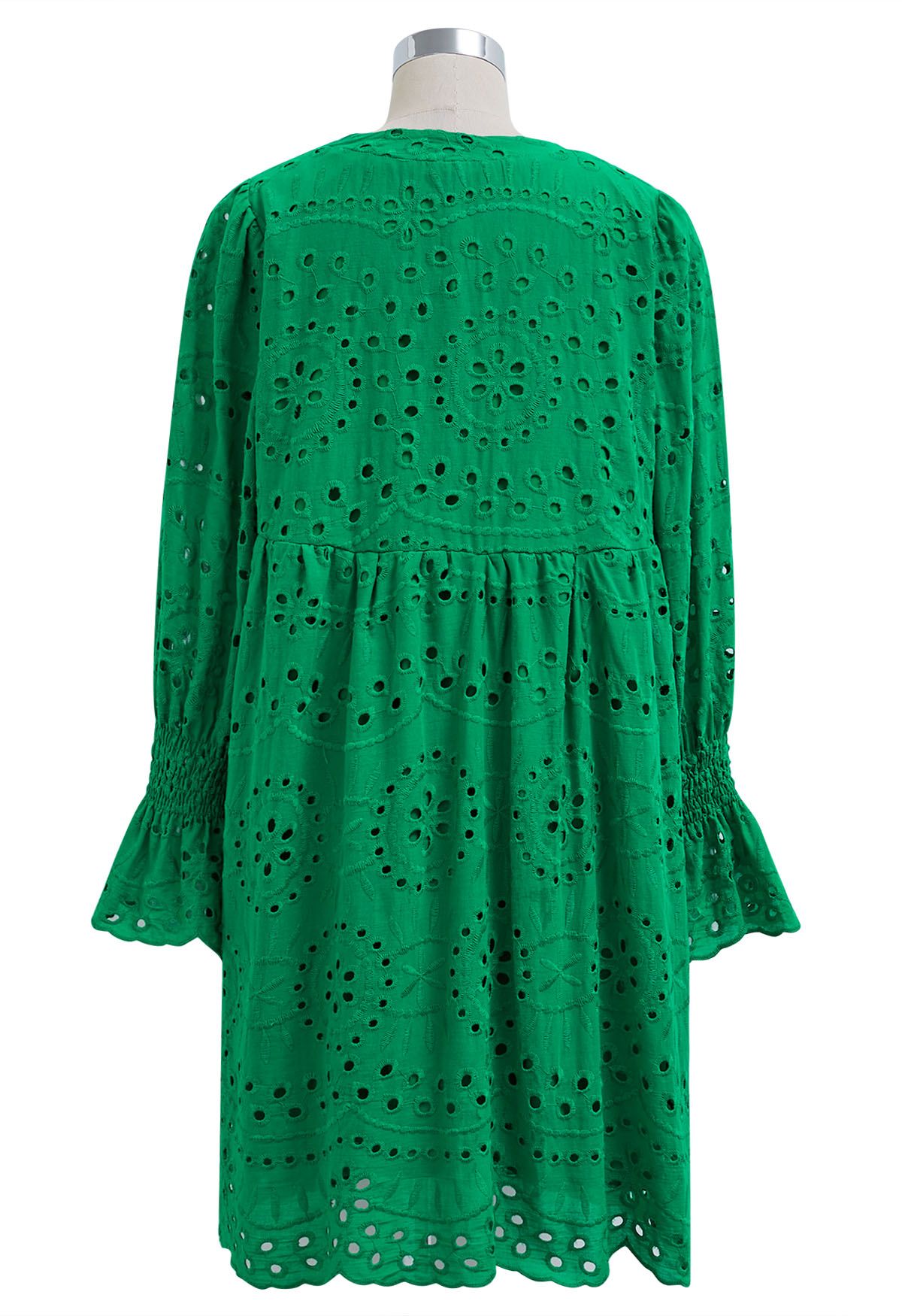 Eyelet Embroidery Tassel String Dolly Dress