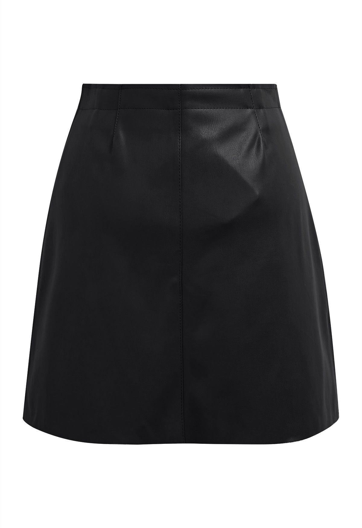 Mini-jupe zippée en similicuir en noir