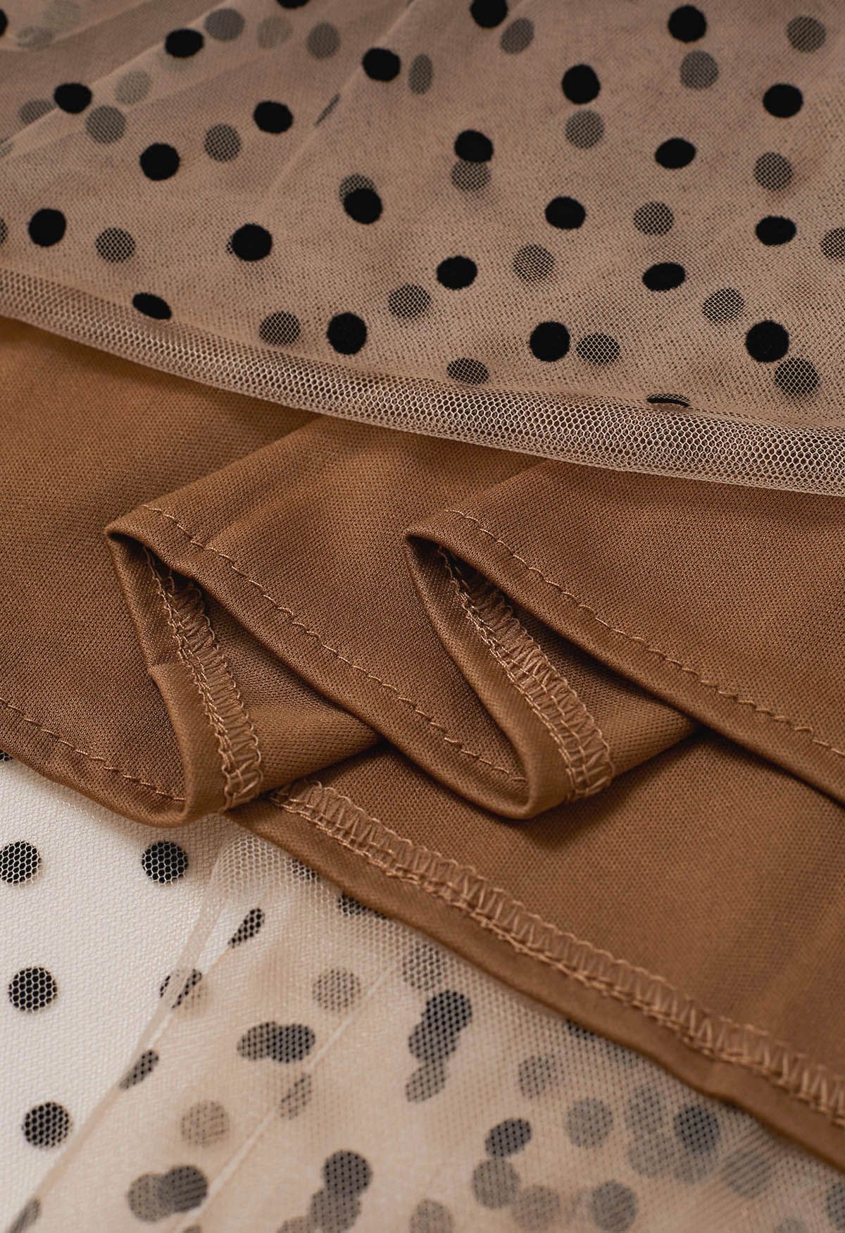 Can't Let Go Dots Mesh Tulle Skirt in Caramel