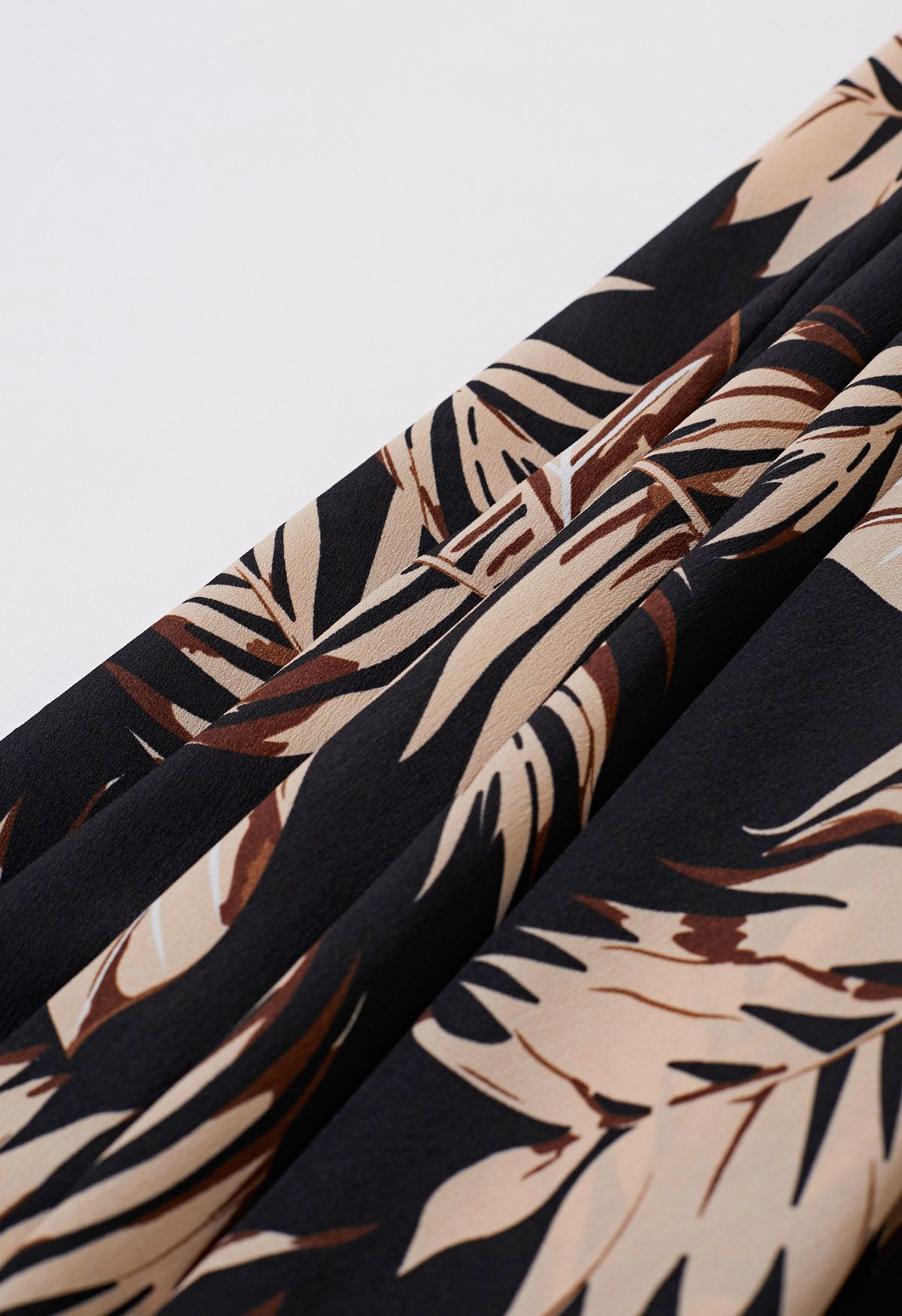 Jupe longue en mousseline imprimée feuilles de palmier