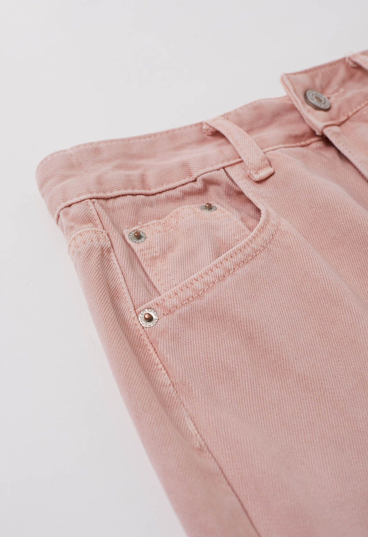 Jupe longue en jean avec ceinture et fente au dos, rose
