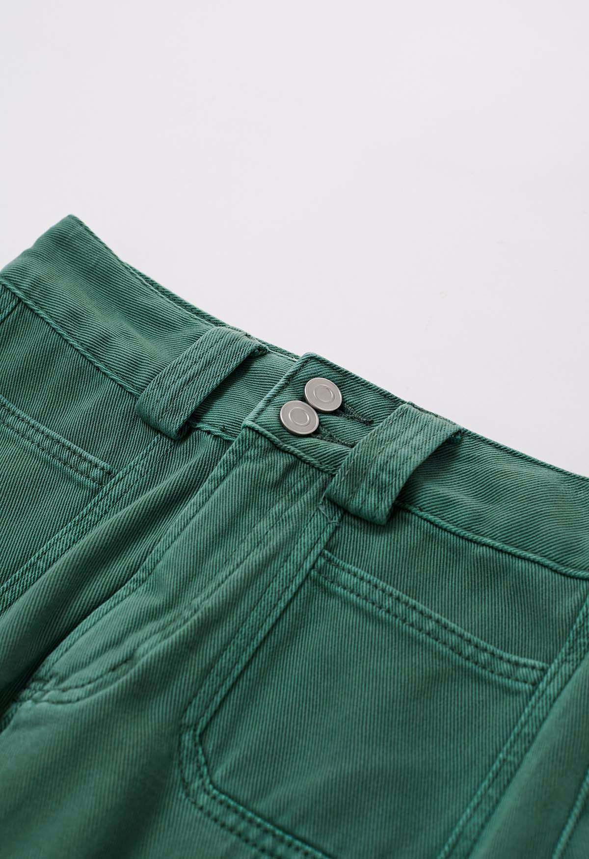 Jean droit Vintage Charm en vert