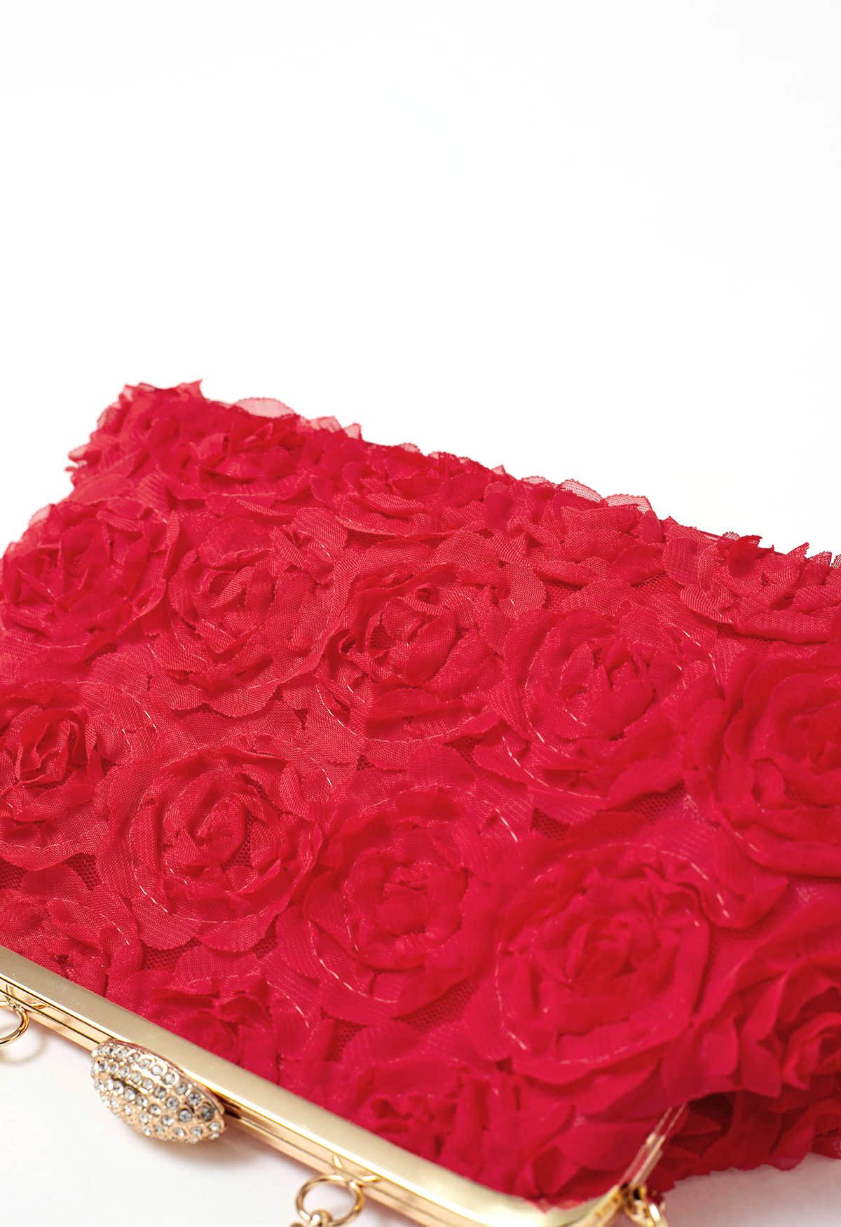 Pochette élégante à pétales de rose en rouge