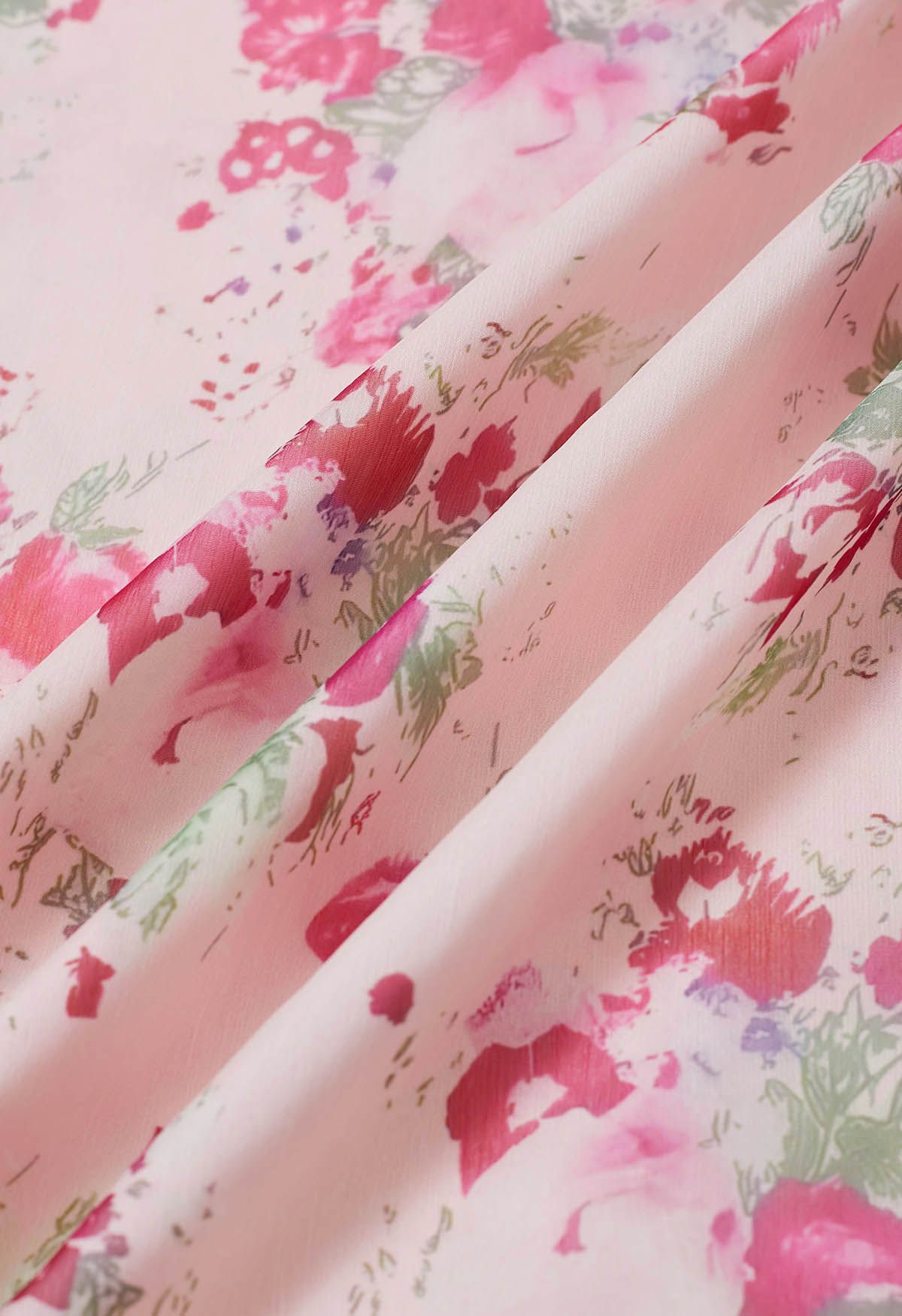 Robe en mousseline à plusieurs niveaux florale rose aquarelle