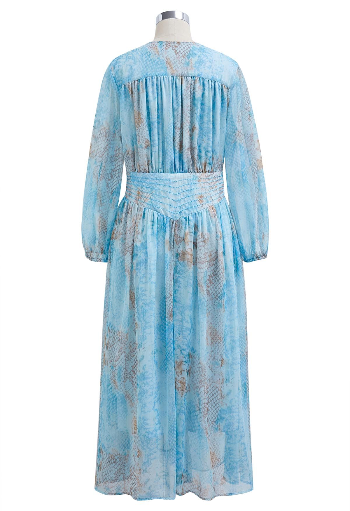 Robe midi boutonnée en mousseline Serene Blue