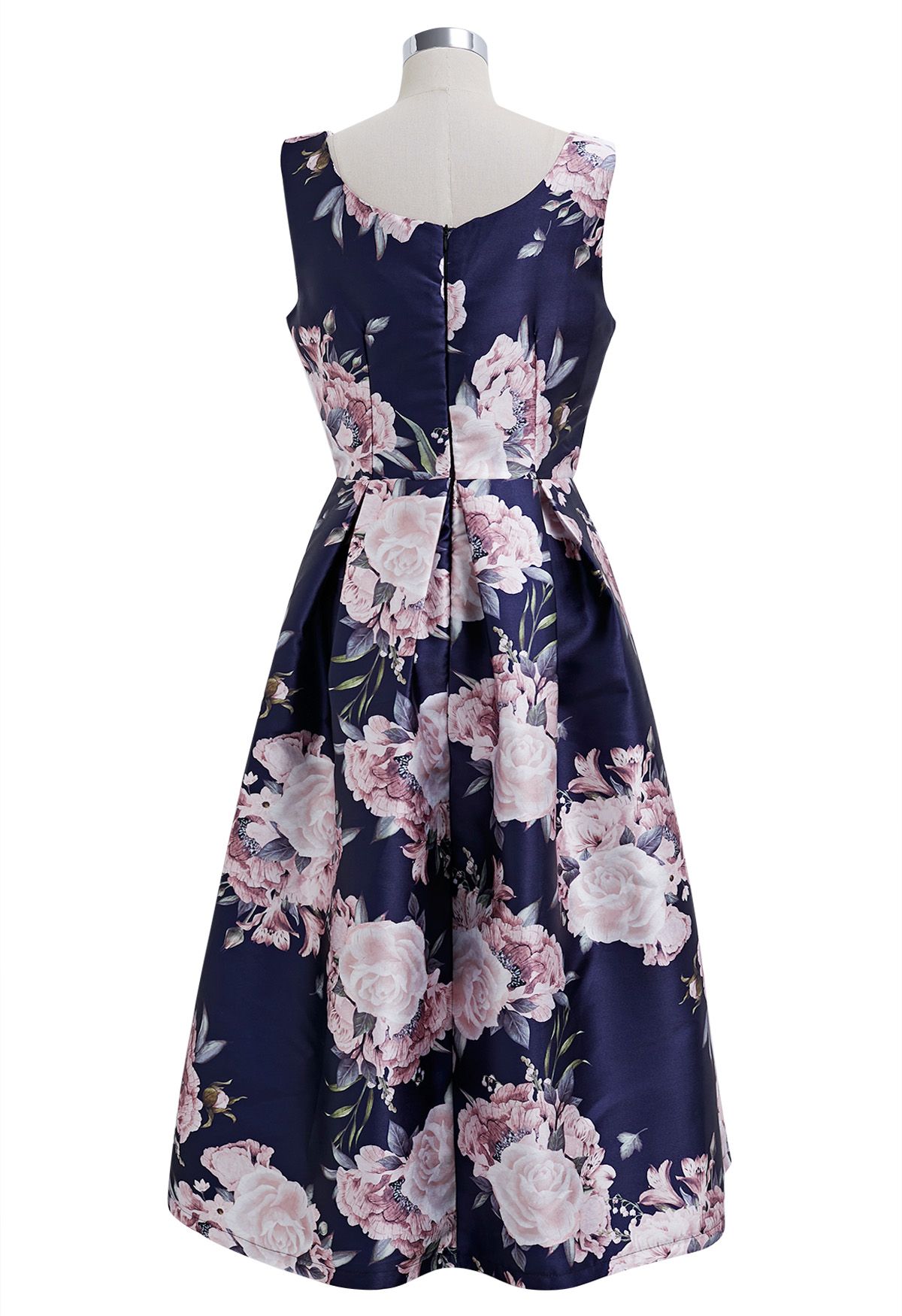 Robe midi raffinée à fleurs sans manches