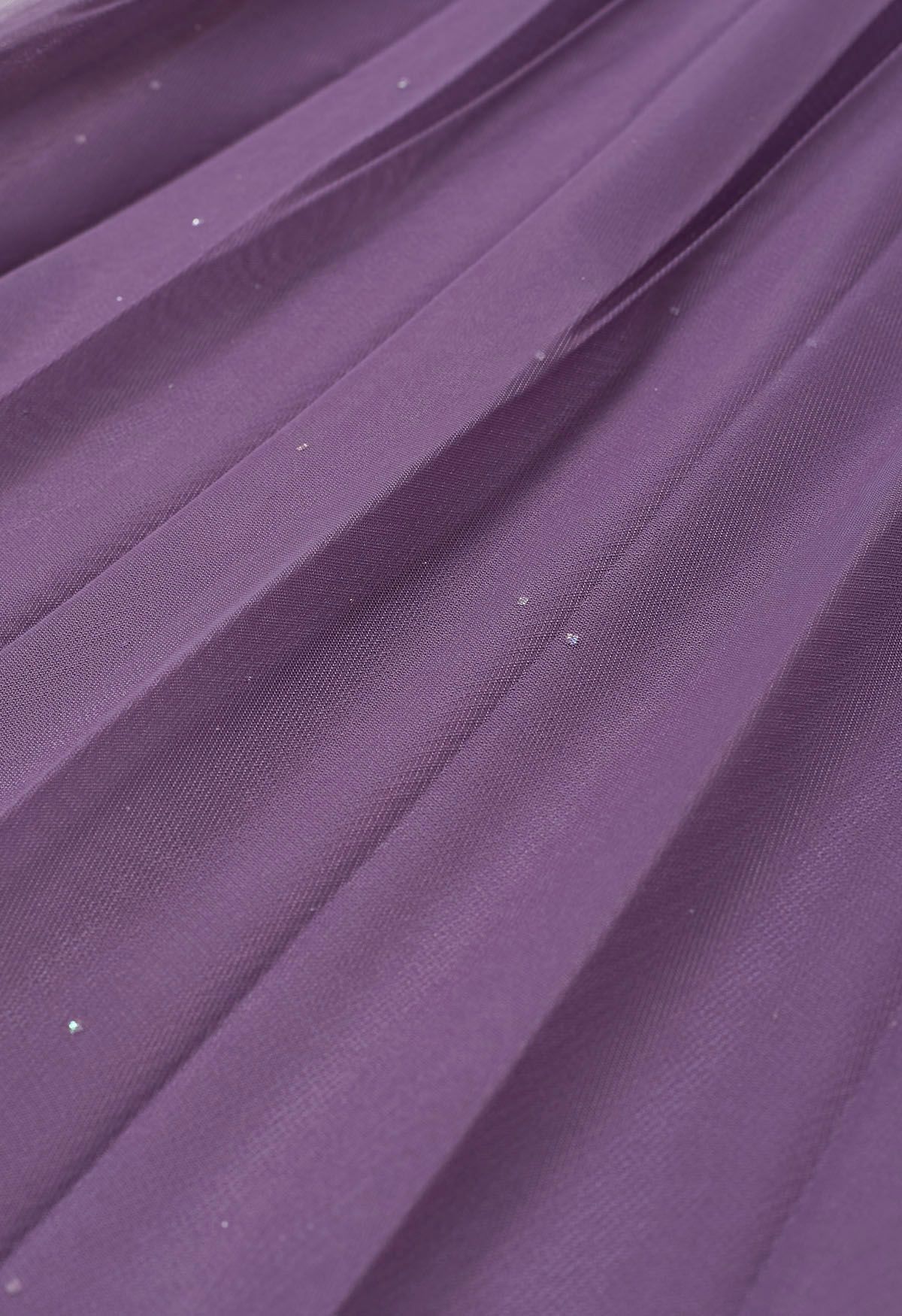 Jupe en tulle plissée à bordure scintillante en violet