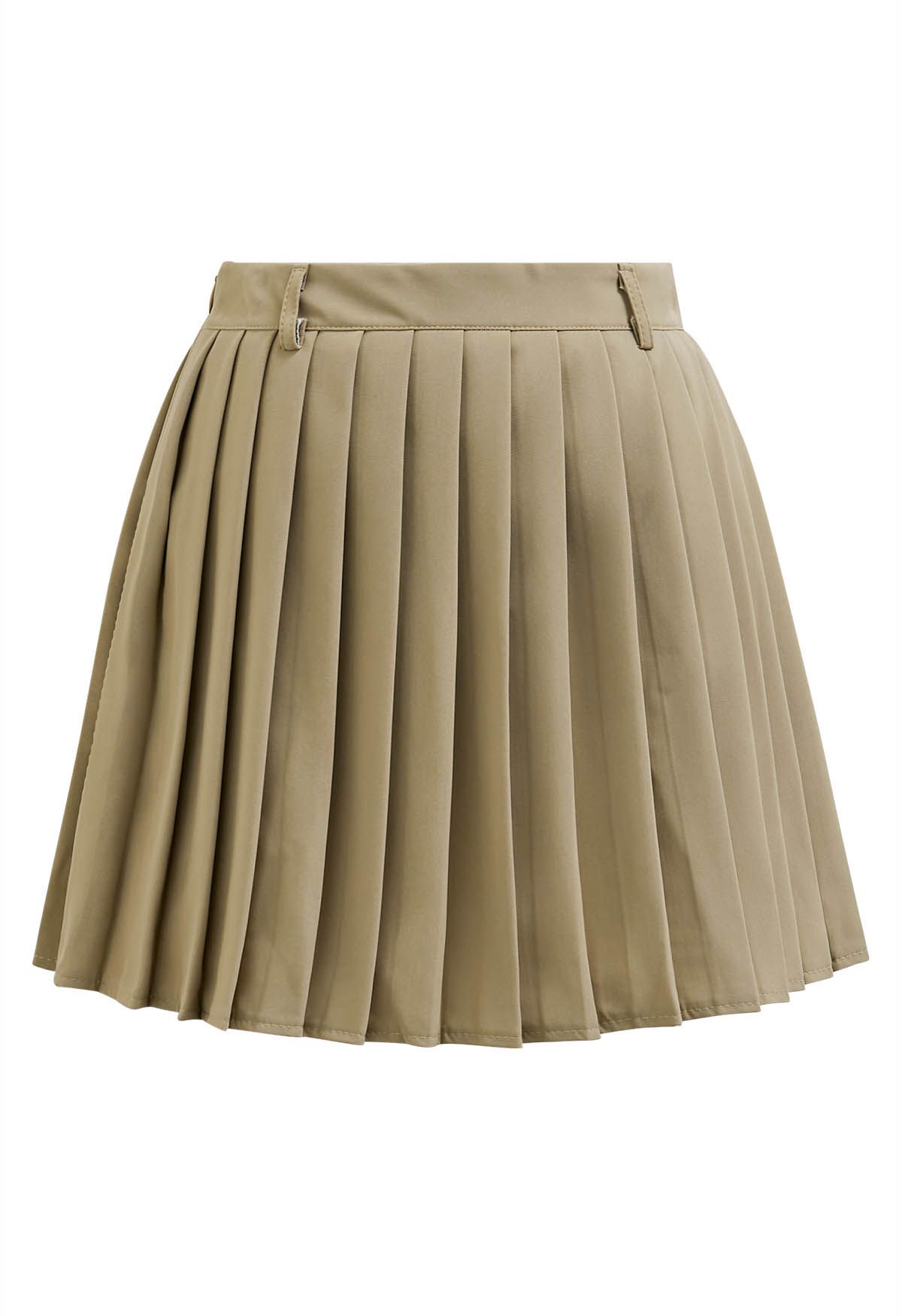 Mini-jupe plissée classique en beige clair