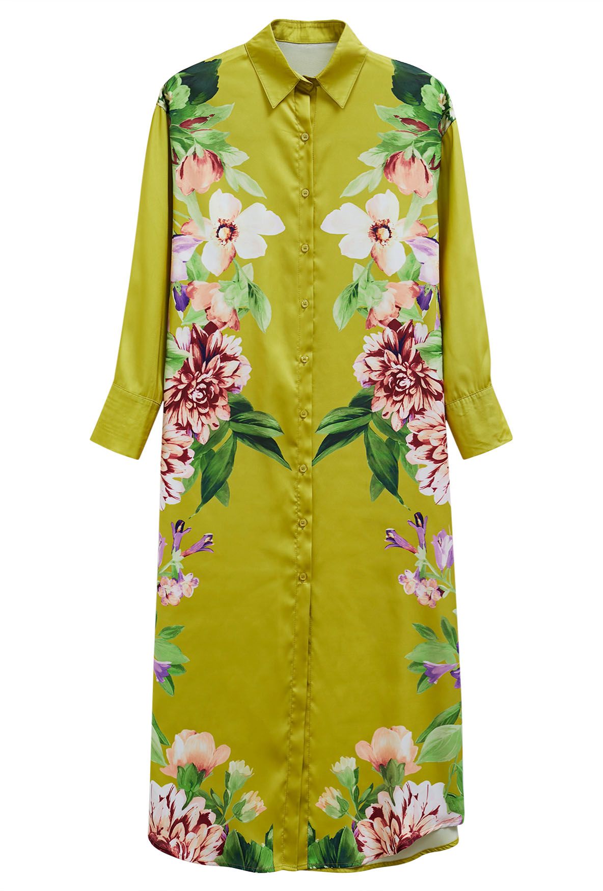 Robe chemise imprimée Enchanting Blossom en citron vert