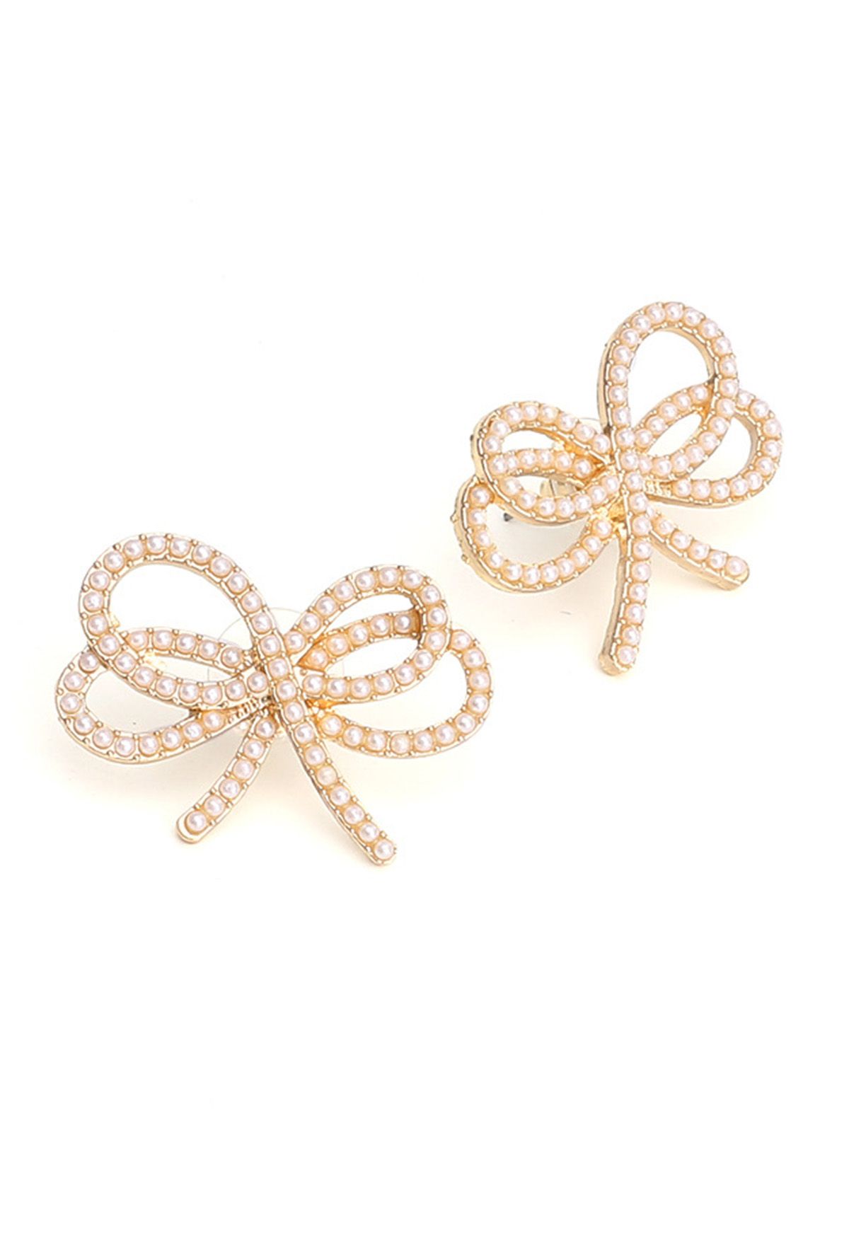 Boucles d'oreilles nœud papillon pleines de perles