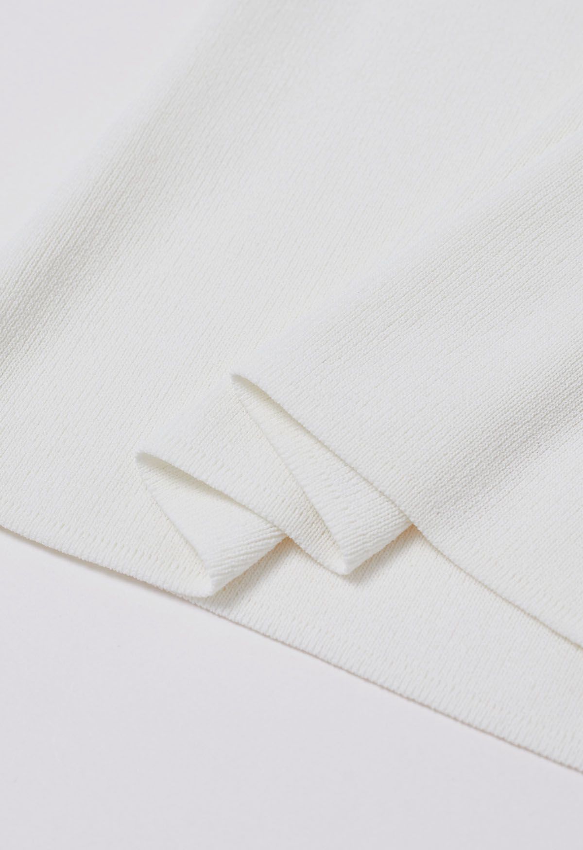 Haut en tricot à encolure carrée épissé en dentelle en blanc
