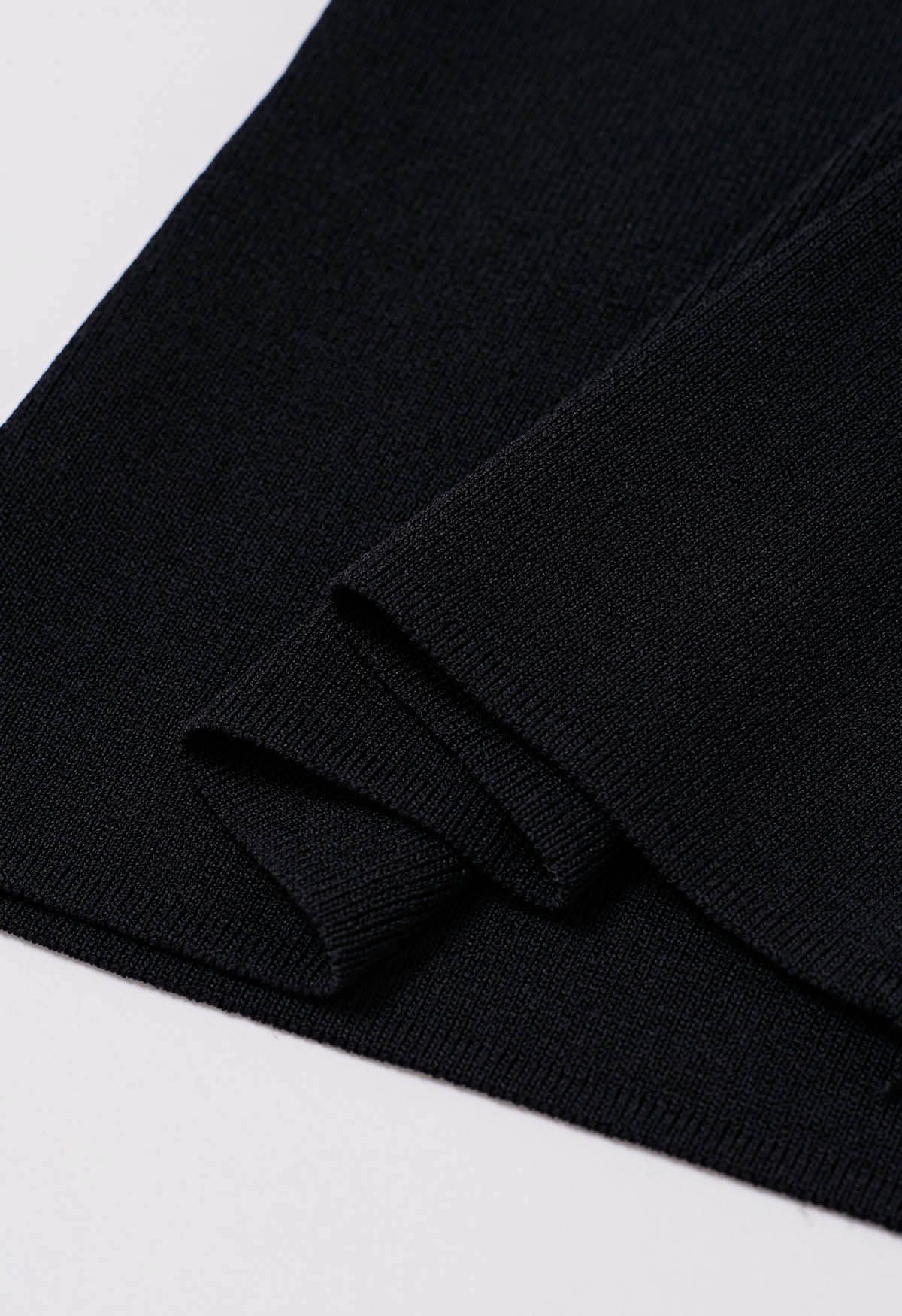 Haut en tricot à encolure carrée épissé en dentelle en noir