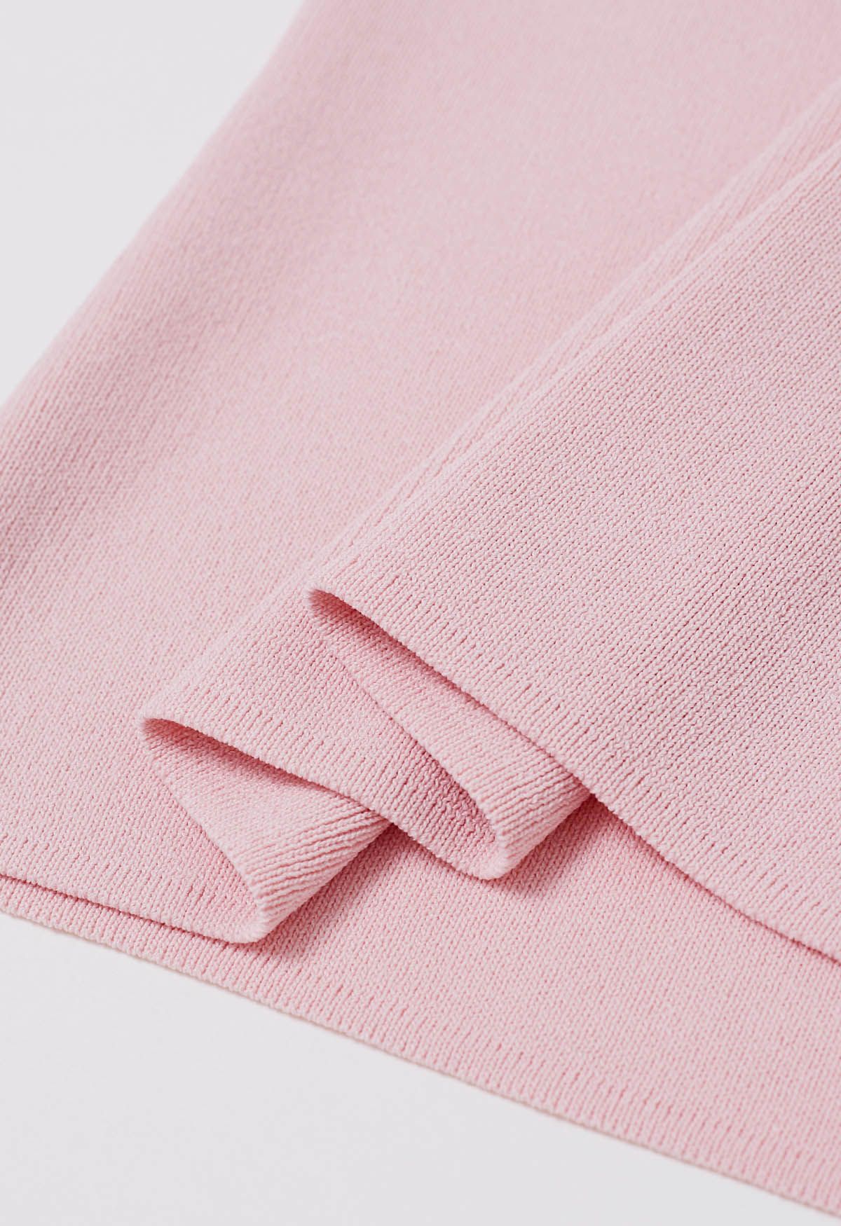 Haut en tricot à encolure carrée épissé en dentelle en rose