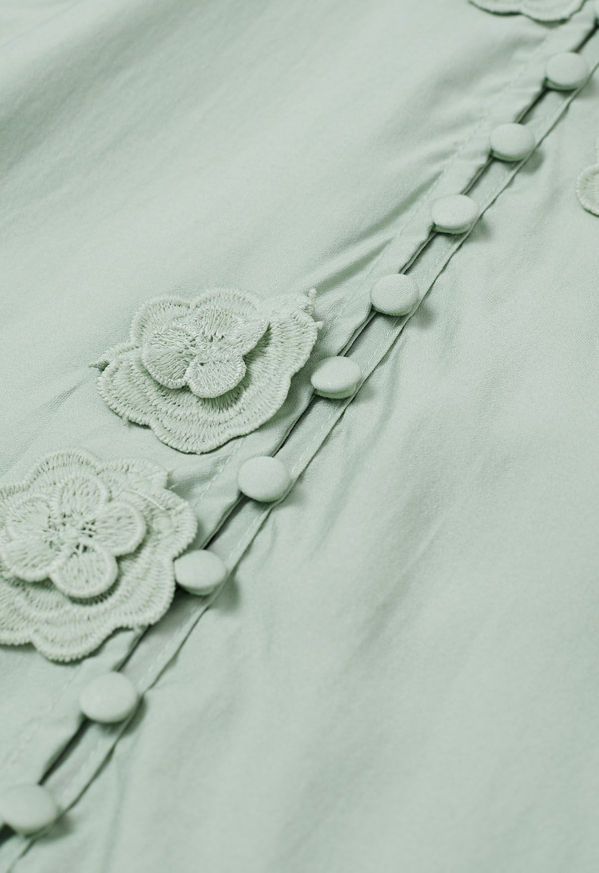 Chemise boutonnée à fleurs en dentelle 3D Romantic Blossom en menthe