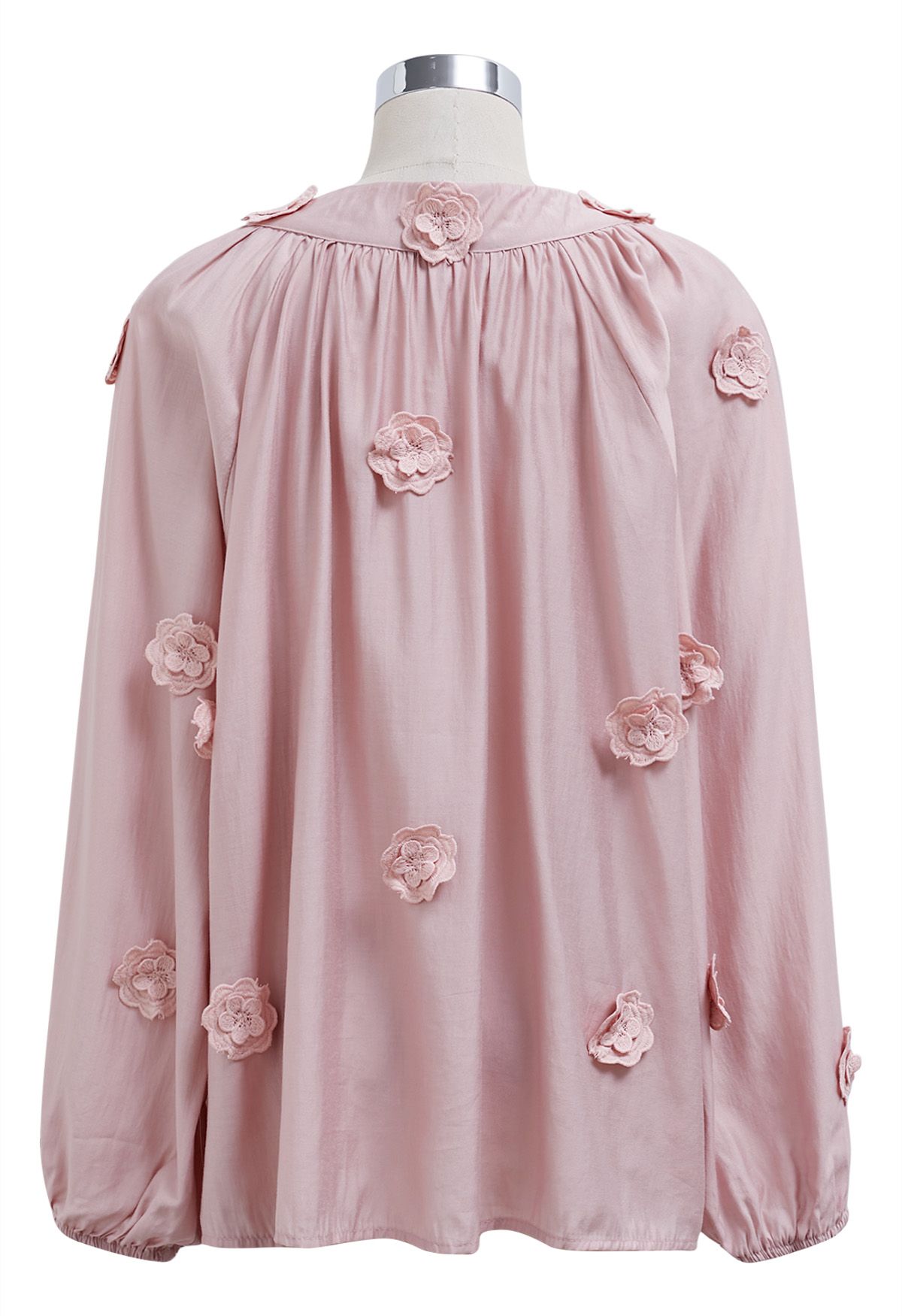 Chemise boutonnée à fleurs en dentelle 3D Romantic Blossom en rose