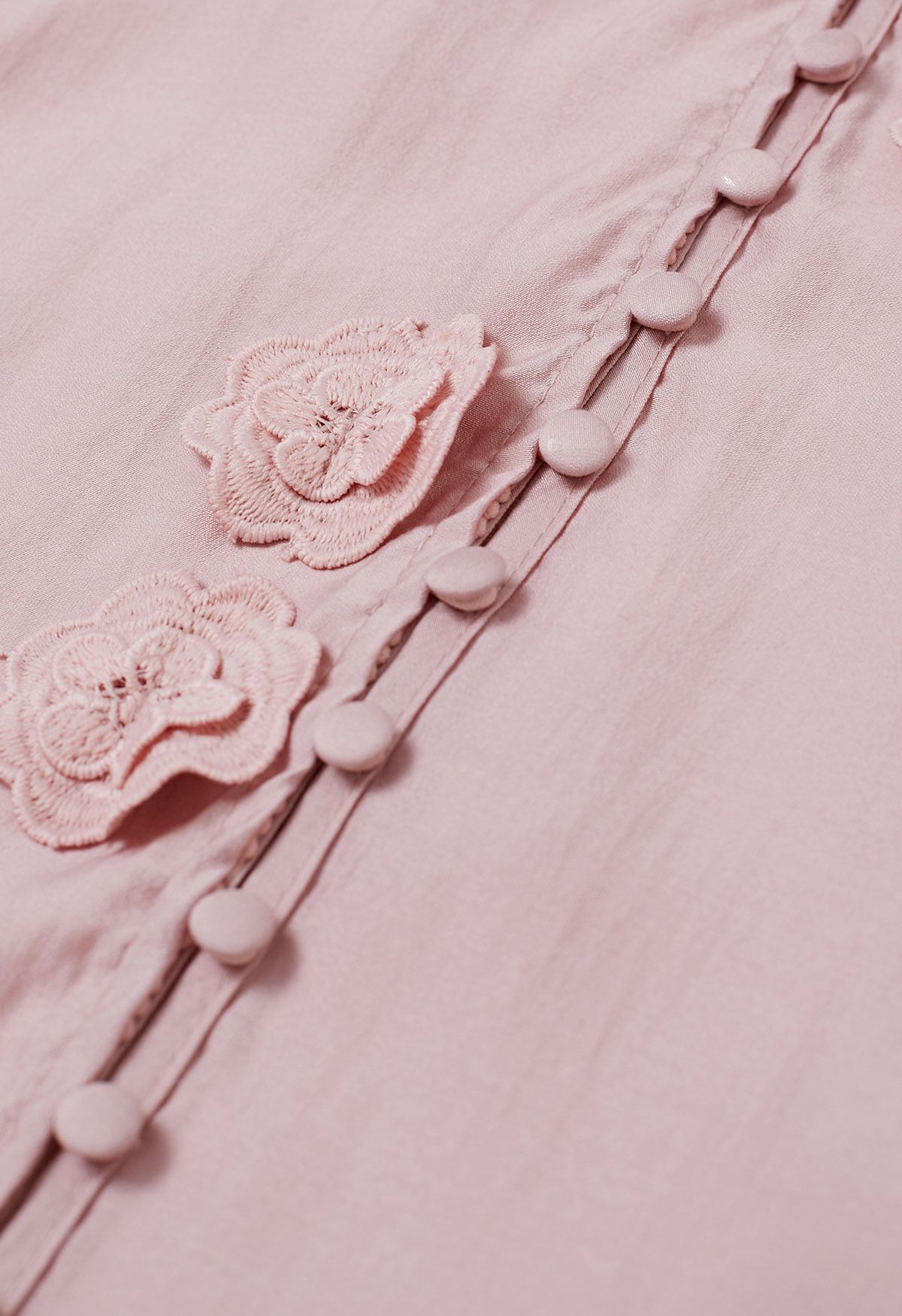 Chemise boutonnée à fleurs en dentelle 3D Romantic Blossom en rose