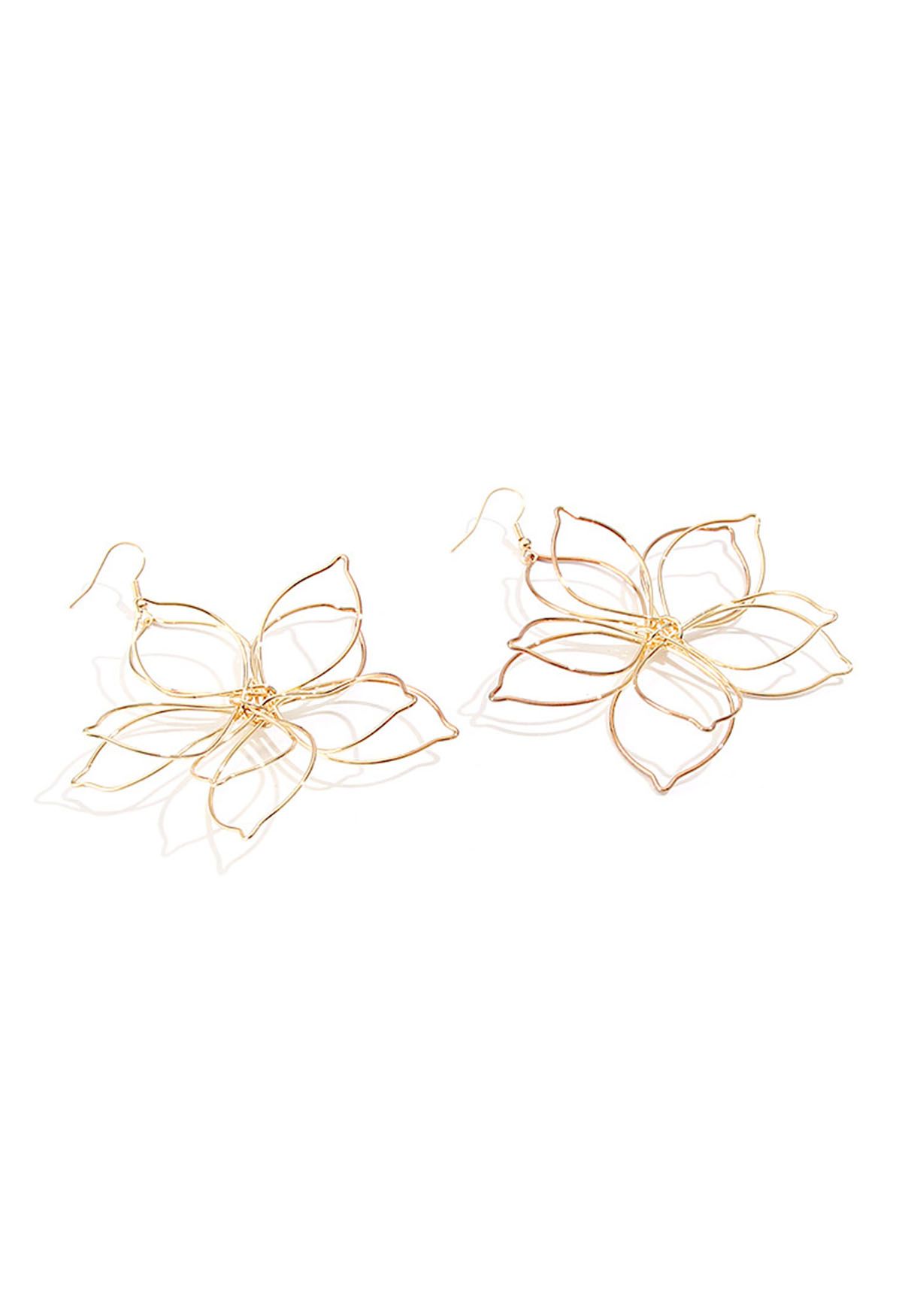 Boucles d'oreilles crochet en forme de fleur en métal