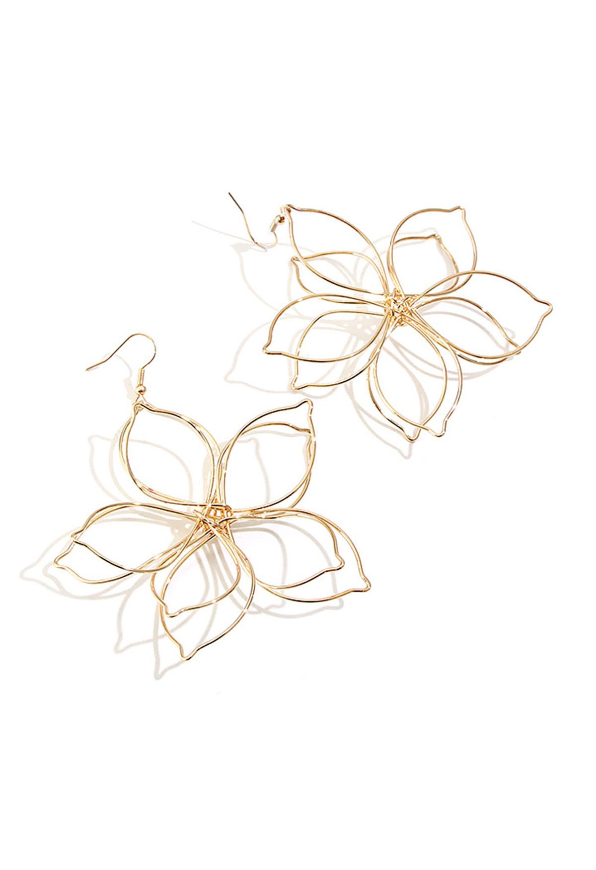 Boucles d'oreilles crochet en forme de fleur en métal