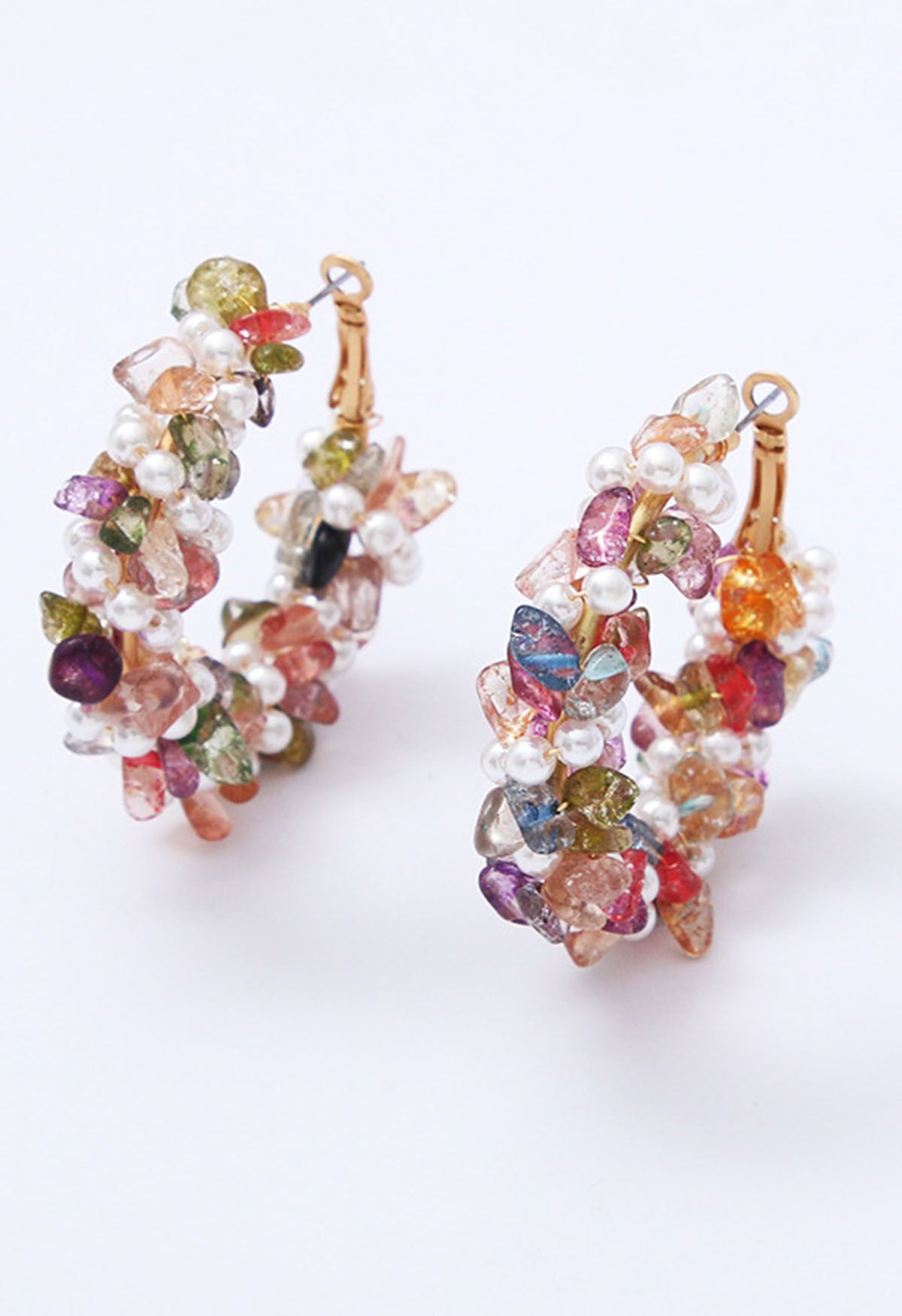 Boucles d'oreilles créoles en cristal multicolores