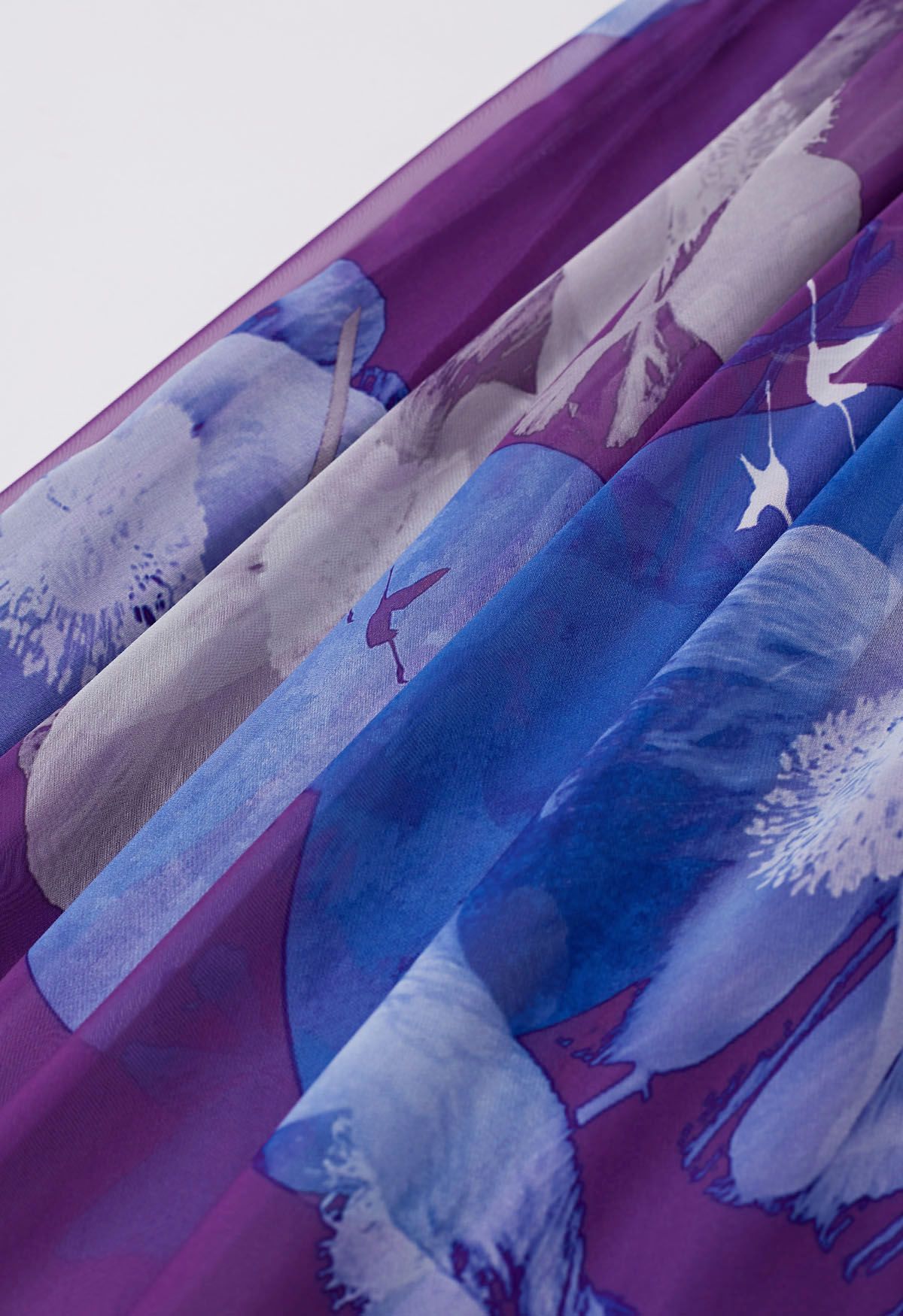 Jupe longue en mousseline à fleurs Purple Passion