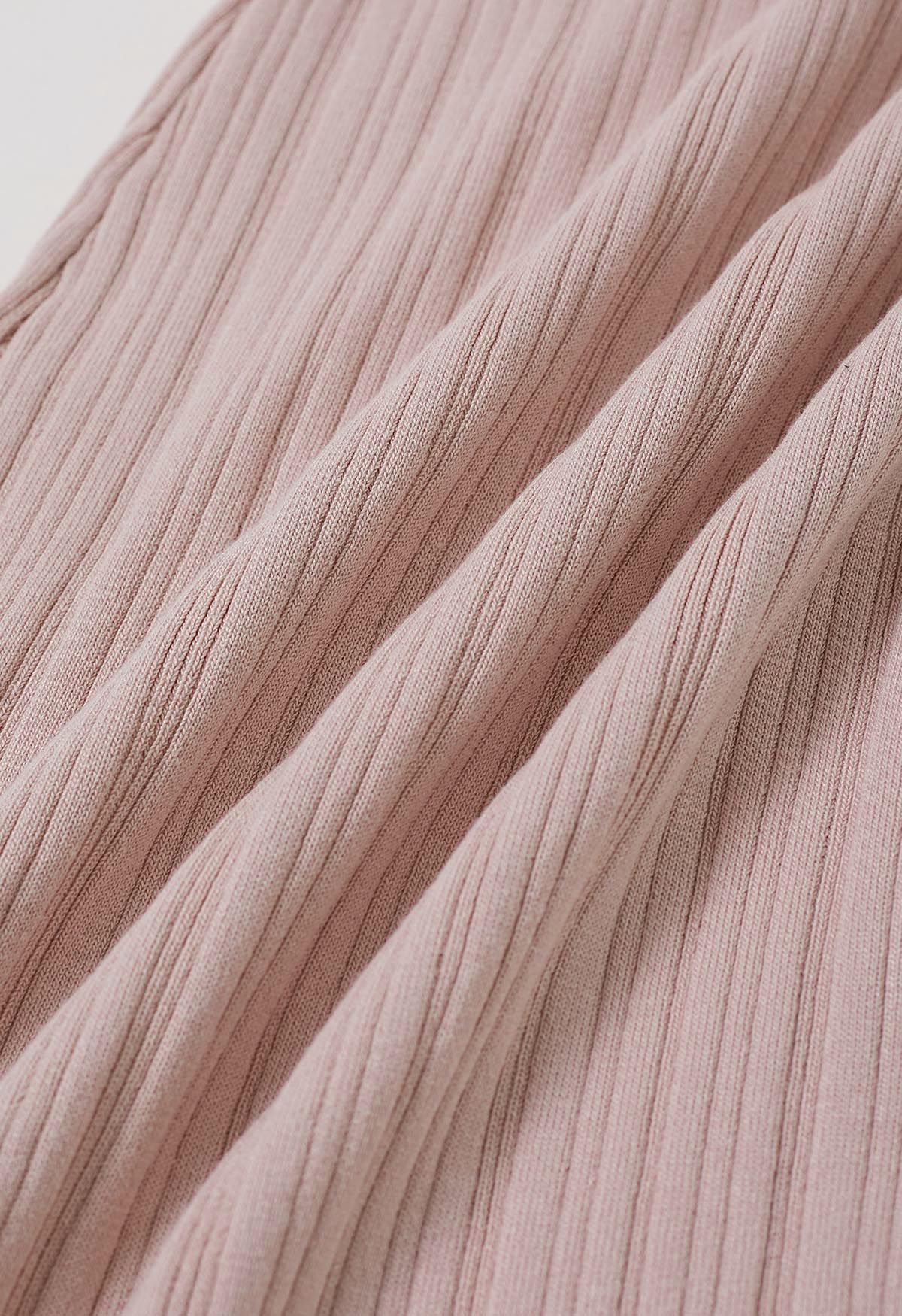 Robe longue en tricot sans manches moulante au dos fendu en rose