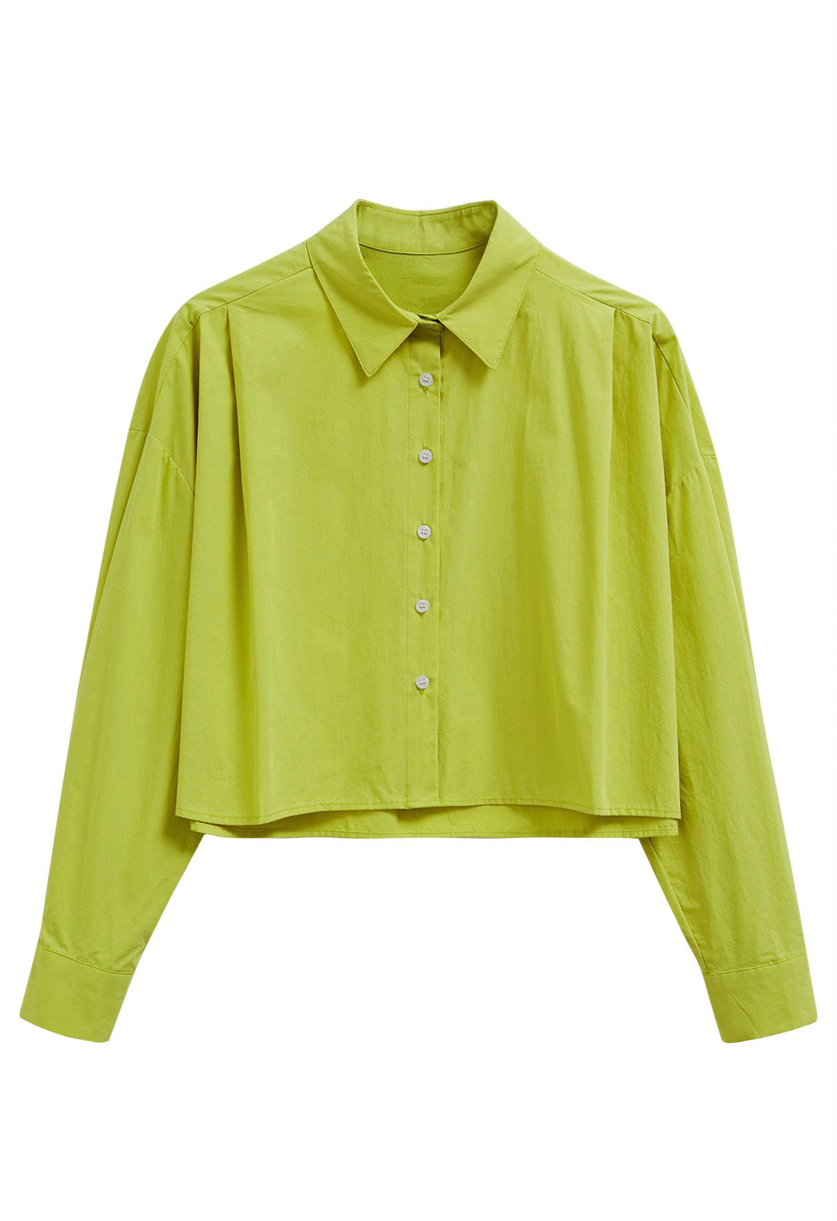 Chemise courte boutonnée chic en citron vert