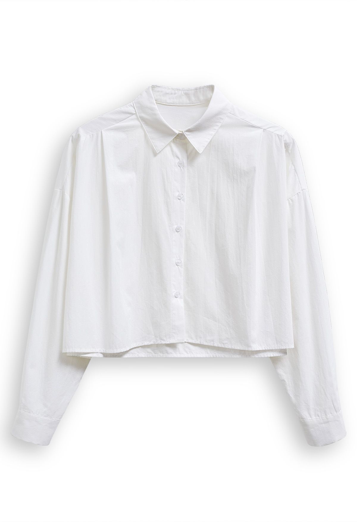 Chemise courte boutonnée chic en blanc