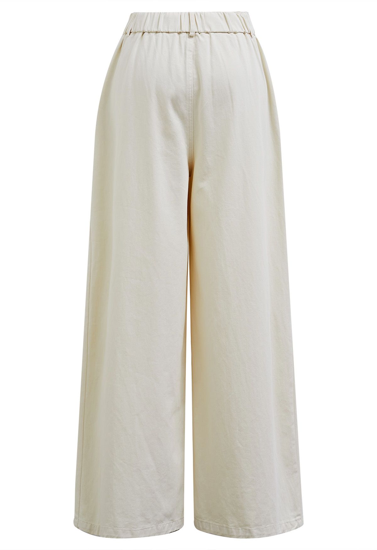 Pantalon large en coton doux en ivoire