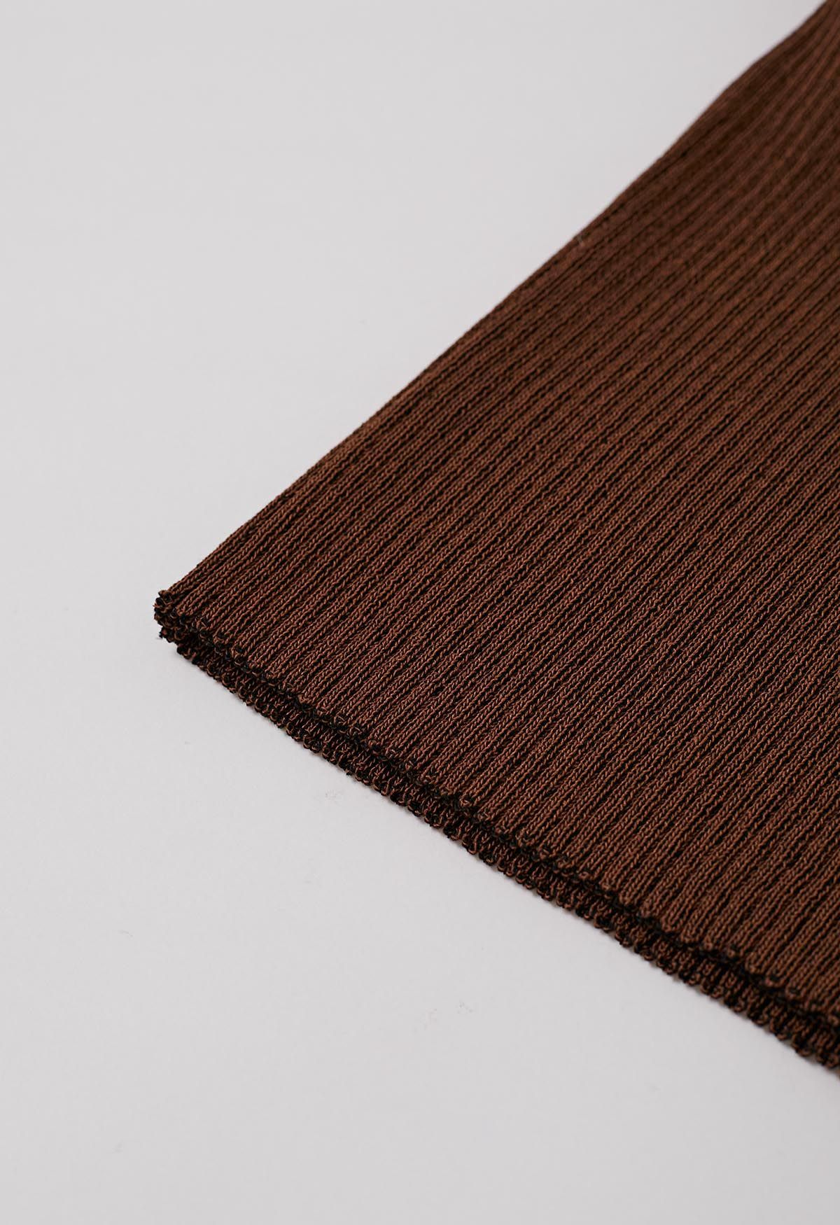 Débardeur en tricot texturé à rayures en marron