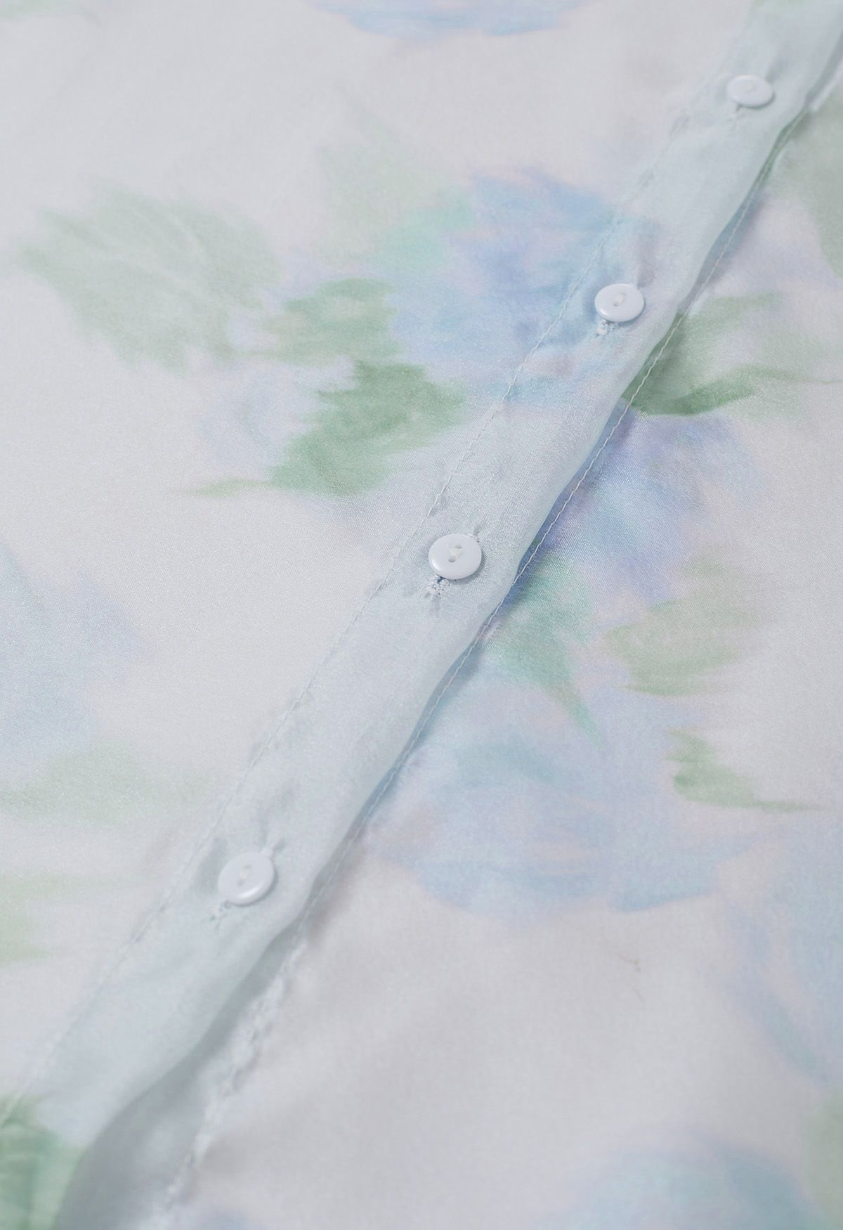 Chemise transparente à nœud floral et aquarelle passionnante en bleu