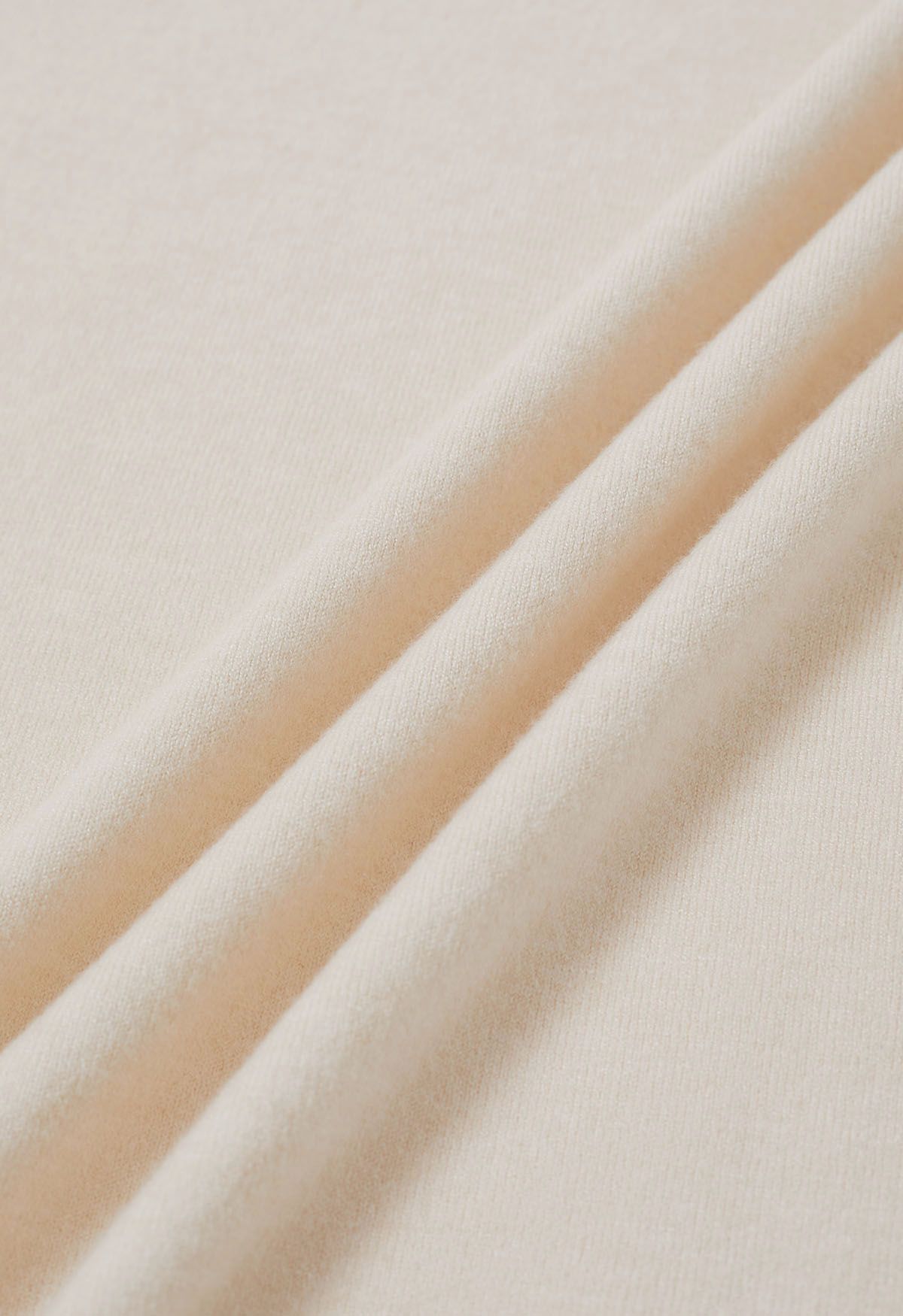 Haut en tricot à manches courtes de couleur unie en ivoire