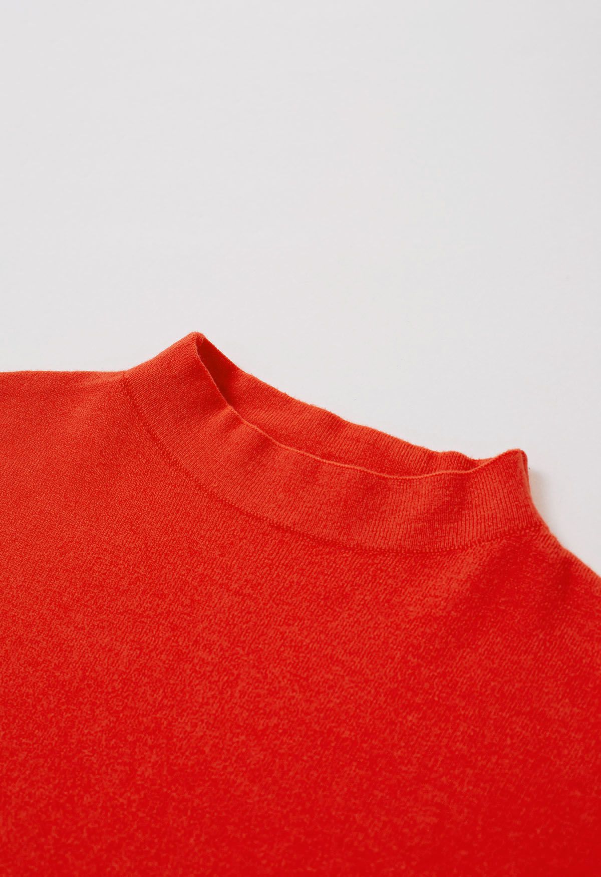 Haut en tricot à manches courtes de couleur unie en orange