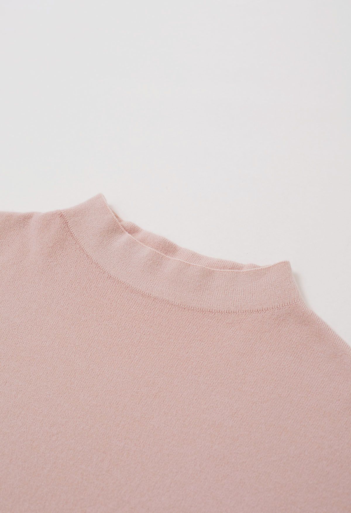 Haut en tricot à manches courtes de couleur unie en rose