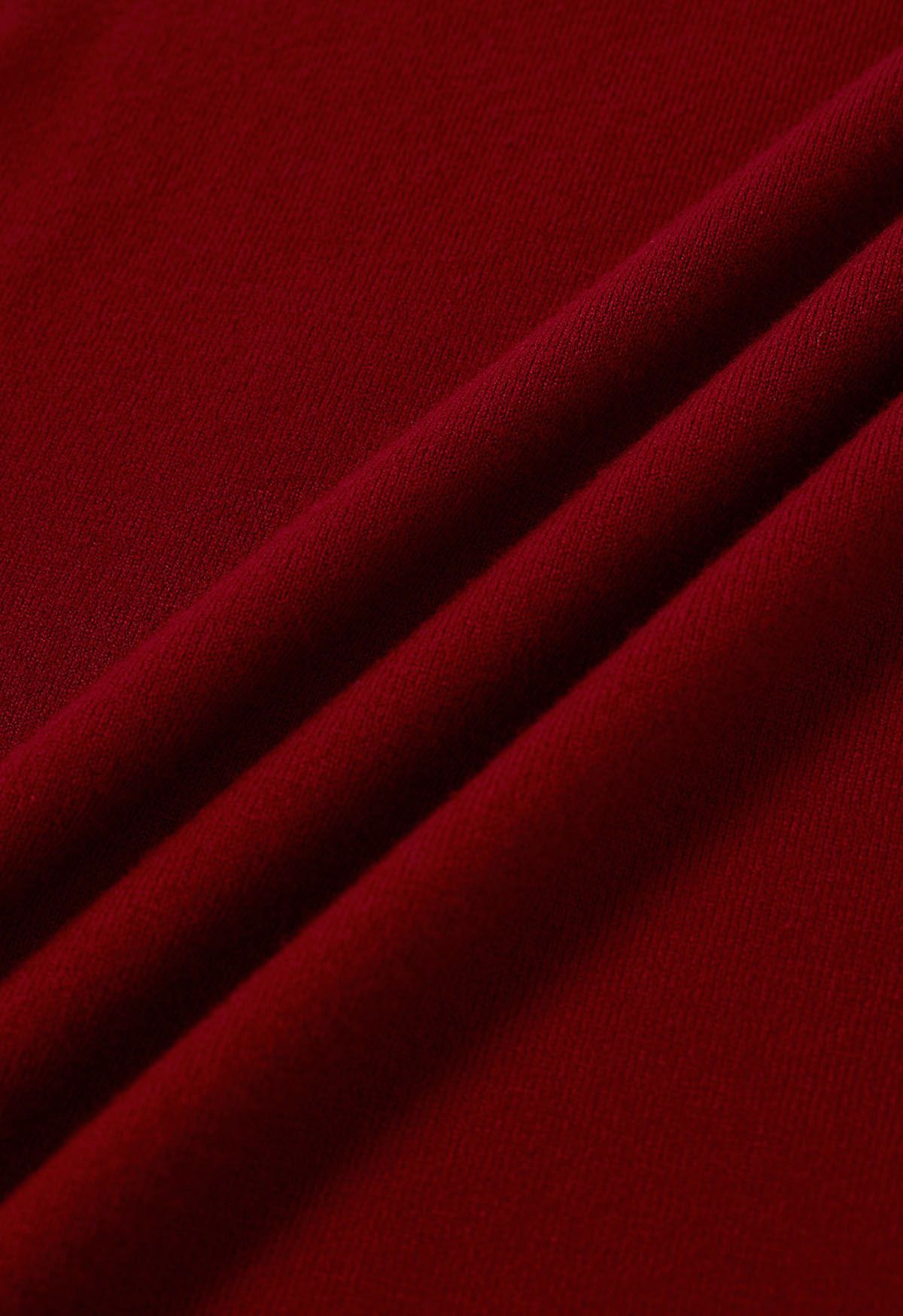 Haut en tricot à manches courtes de couleur unie en rouge